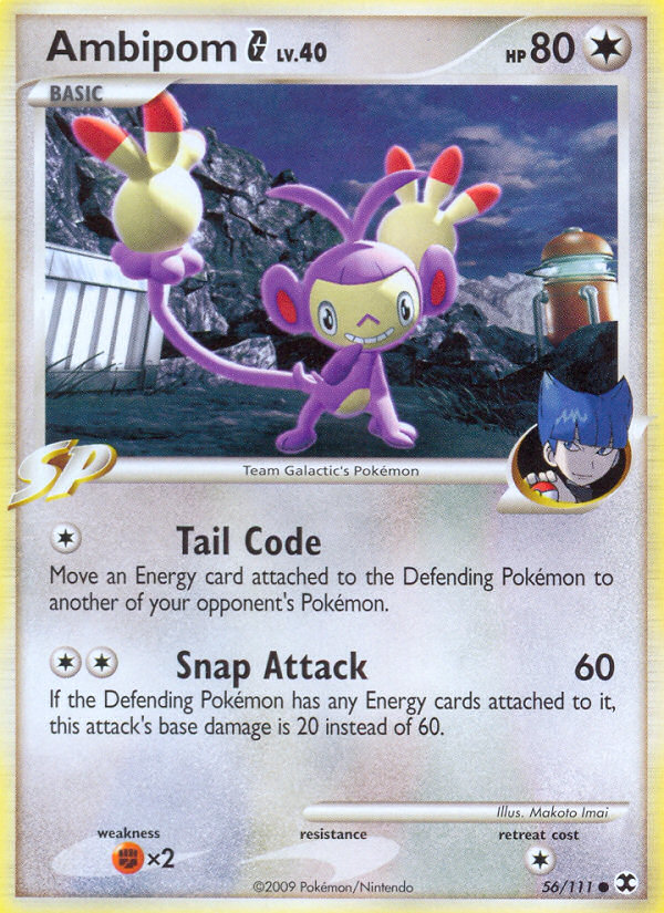 Common pl2-56 reverse – Pokémon Ambipom G - 56/111 - Common [pl2-56] [Reverse Holo] - Ambipom G - 56/111 - Common