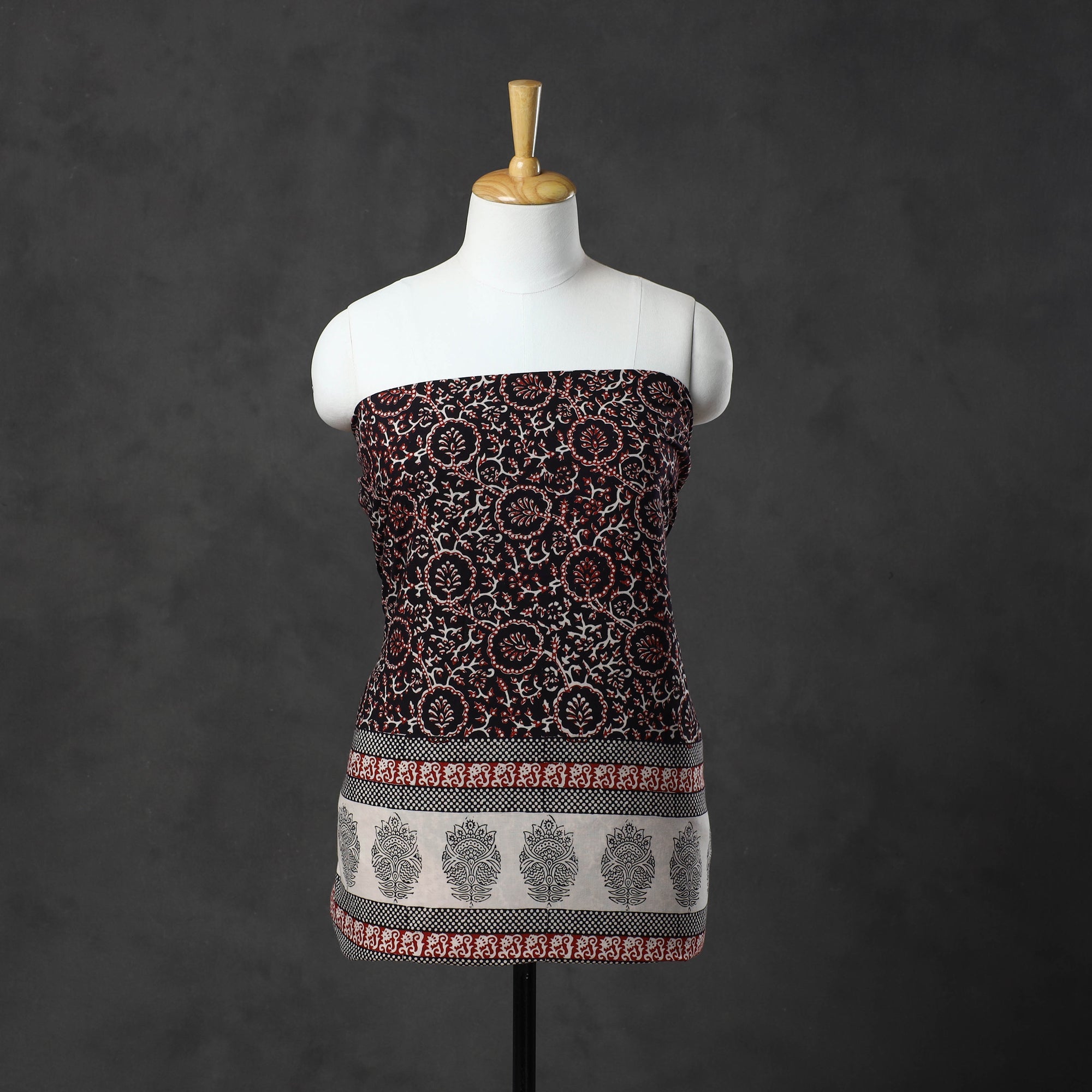 BAGH PRINTS BY MOHAMMED BILAL KHATRI Black - Natural Dyed Cotton Bagh Print Kurta Material (2.15 m) 19