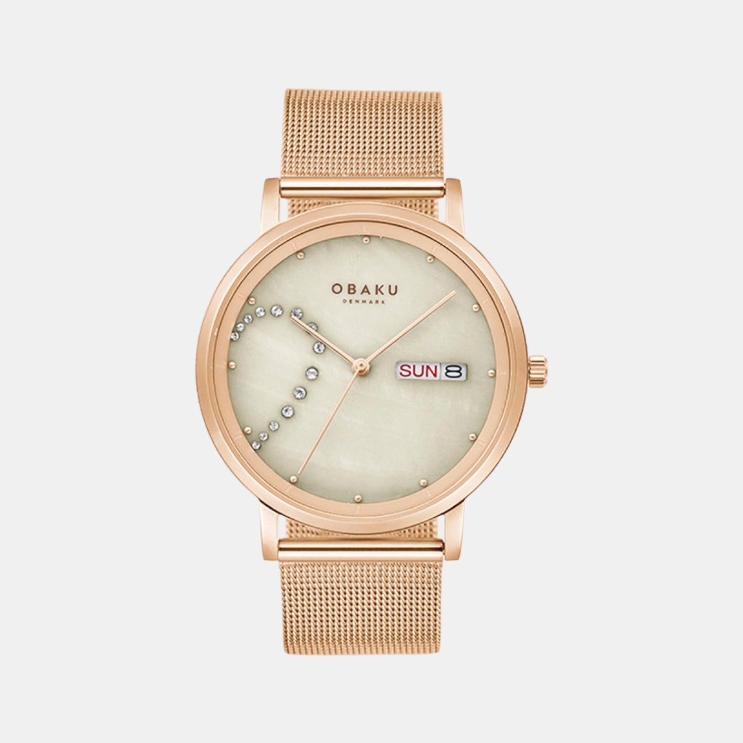 Obaku Draabe Blush Men Quartz Beige Dial Analog Stainless Steel Watch V248GHVJMV