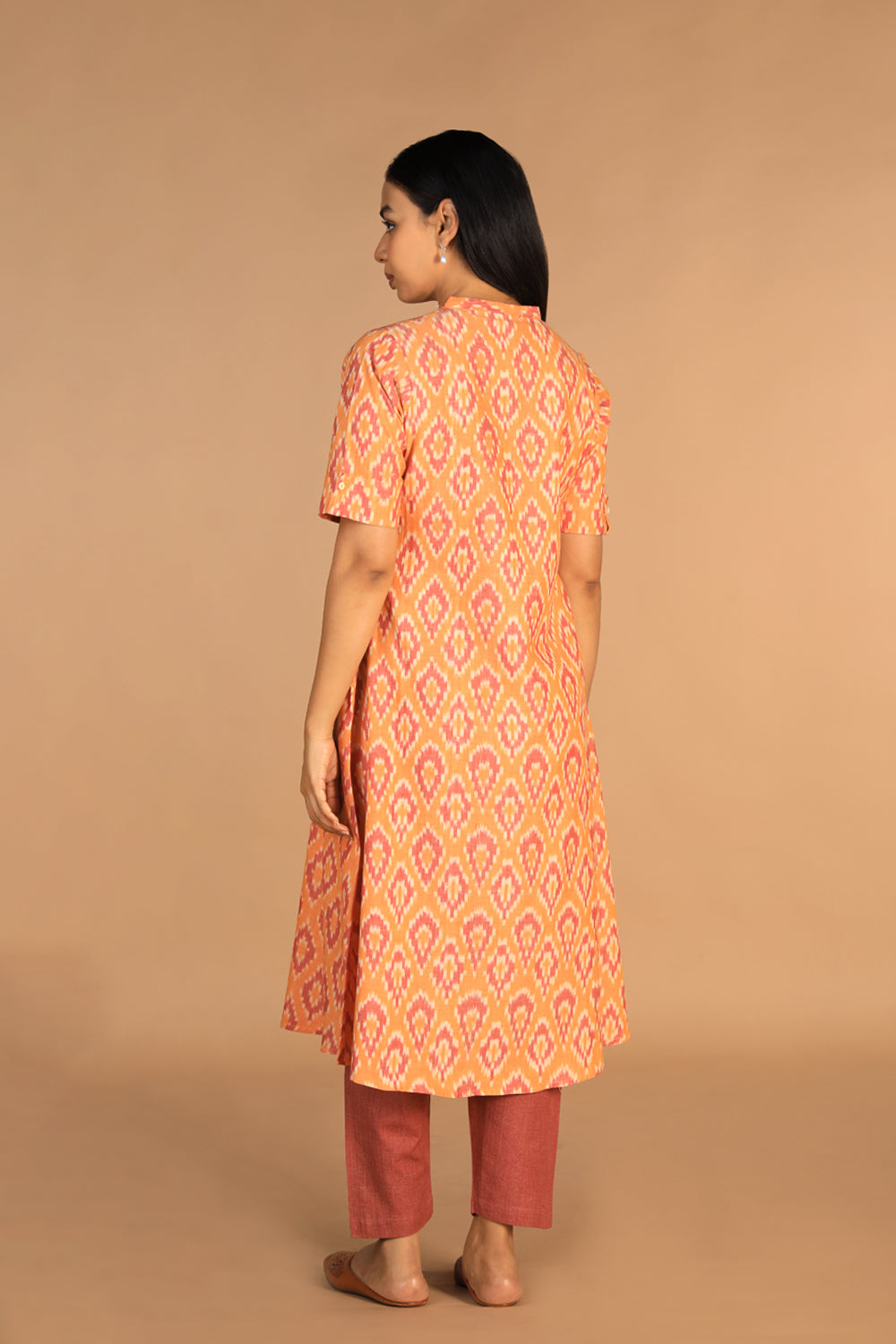 Kalanjali Ethnics Cotton Ikat kurti – Women's, PEACH - view 8