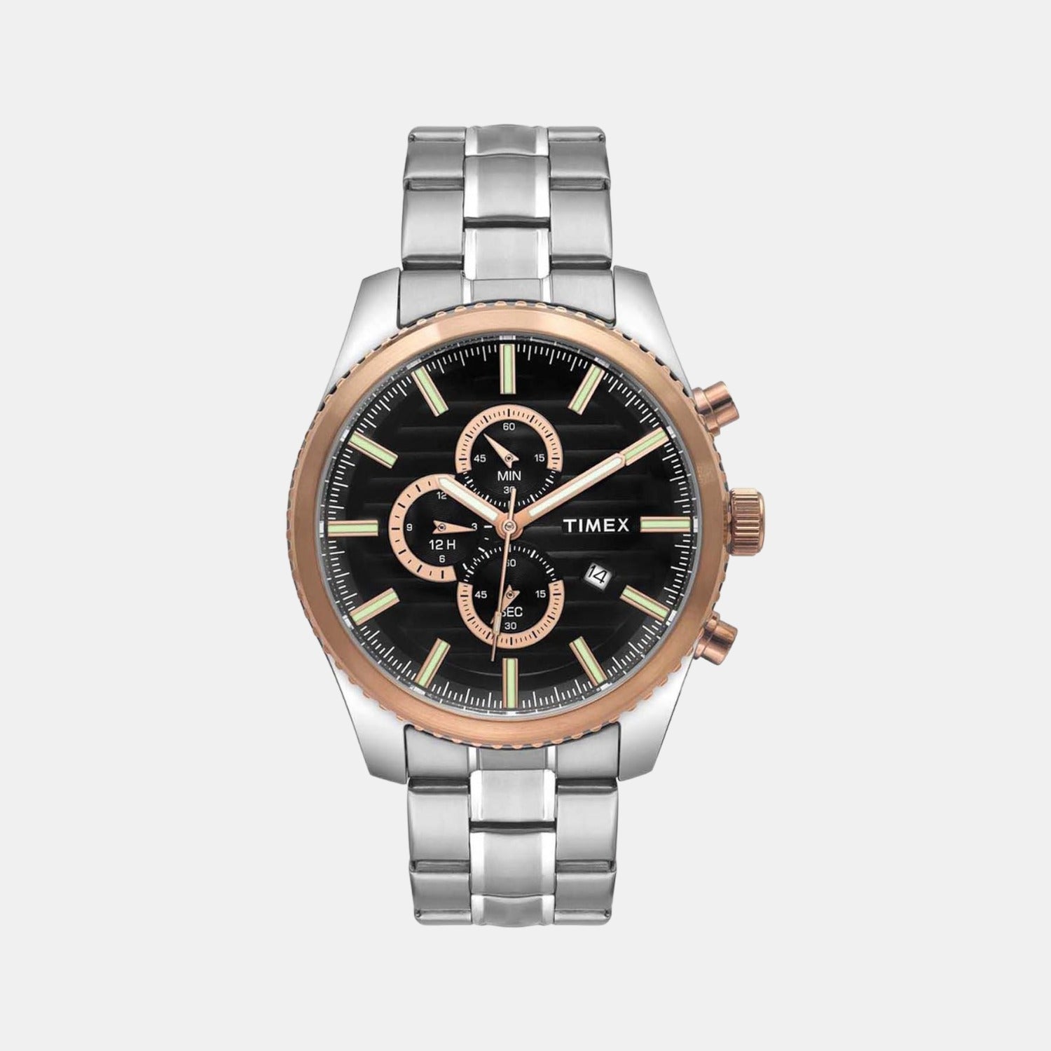 Timex Fashion Men Quartz Black Dial Chronograph Stainless Steel Watch TWEG19504