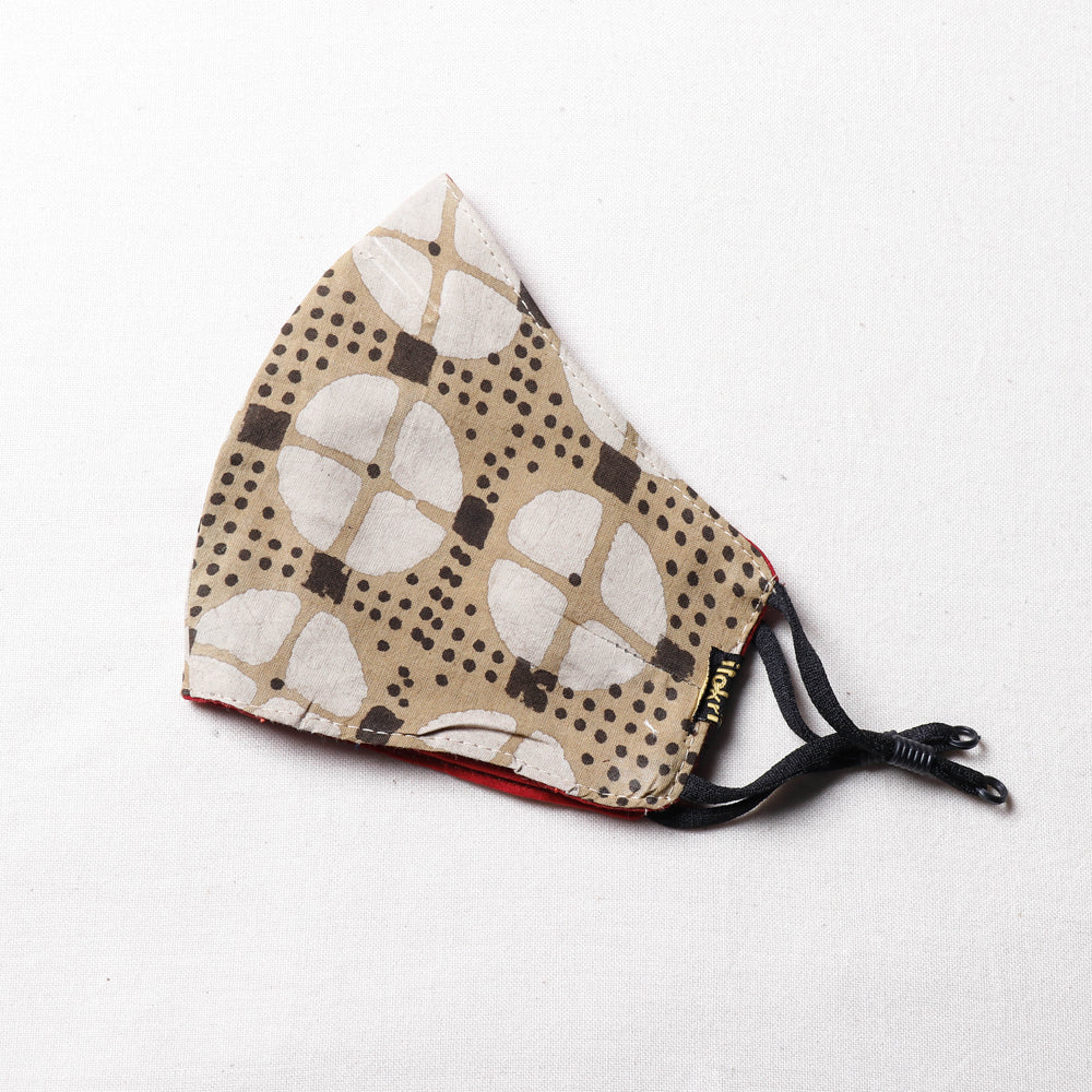 JALPARI Akola Block Printed Cotton 3 Layer Snug Fit Face Cover