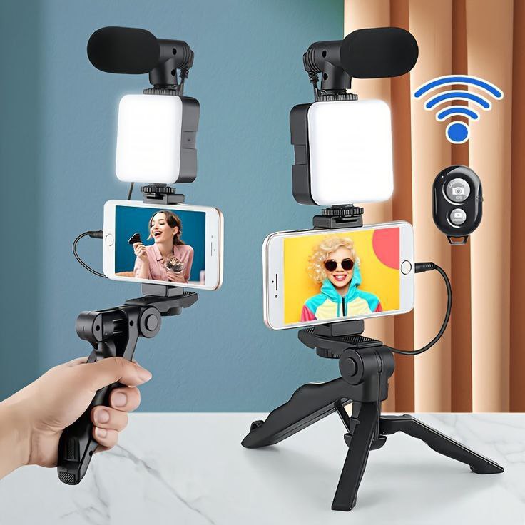 Catterton Video Making Vlogging Kit (Mic + Tripod Stand + Phone Holder Clip)