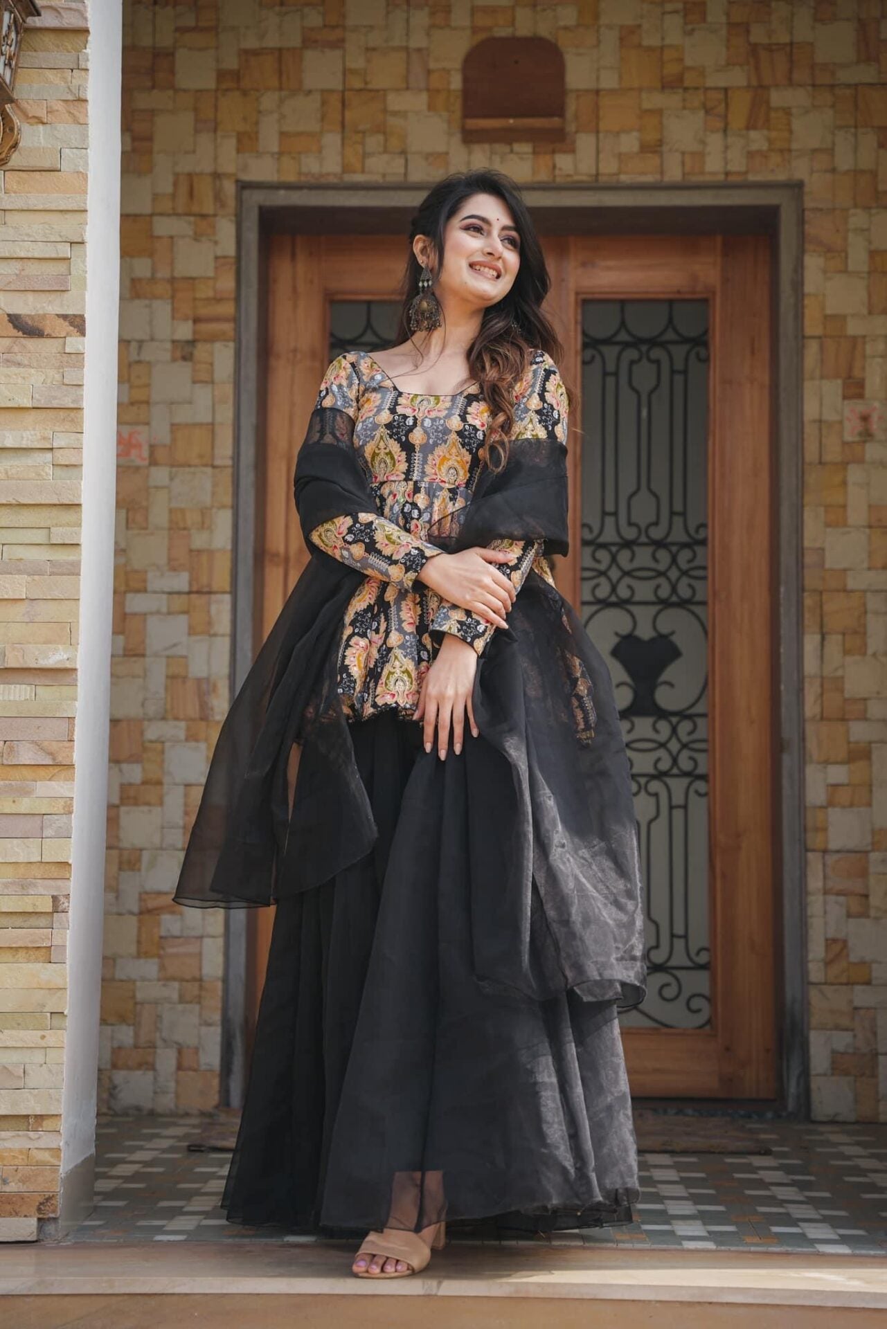 Idaho-o Idhitri Black Kurta-palazzo Set