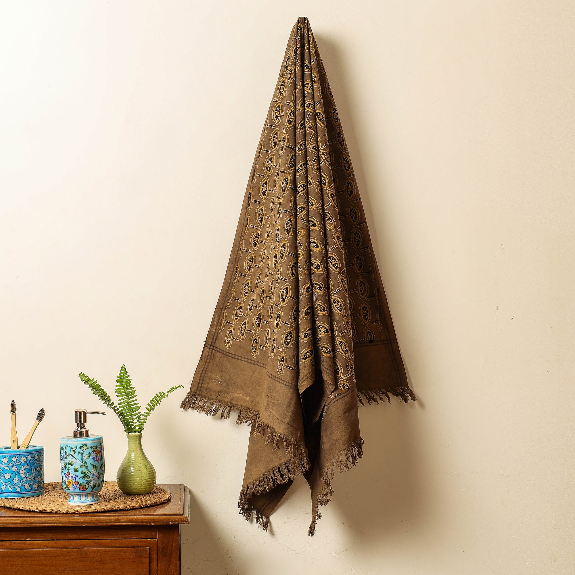 KACHCHH JI CHHAAP Brown - Block Print Cotton Ajrakh Handloom Towel