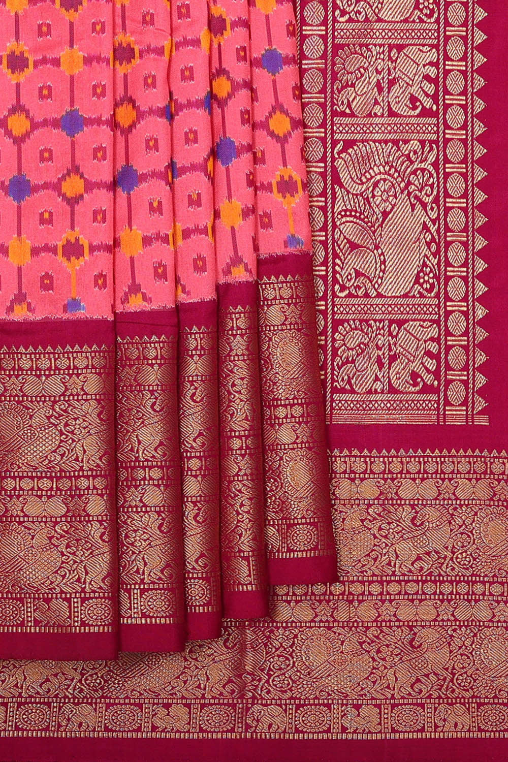 Kalanjali Kanchi Ikat Pink Saree – Women's
