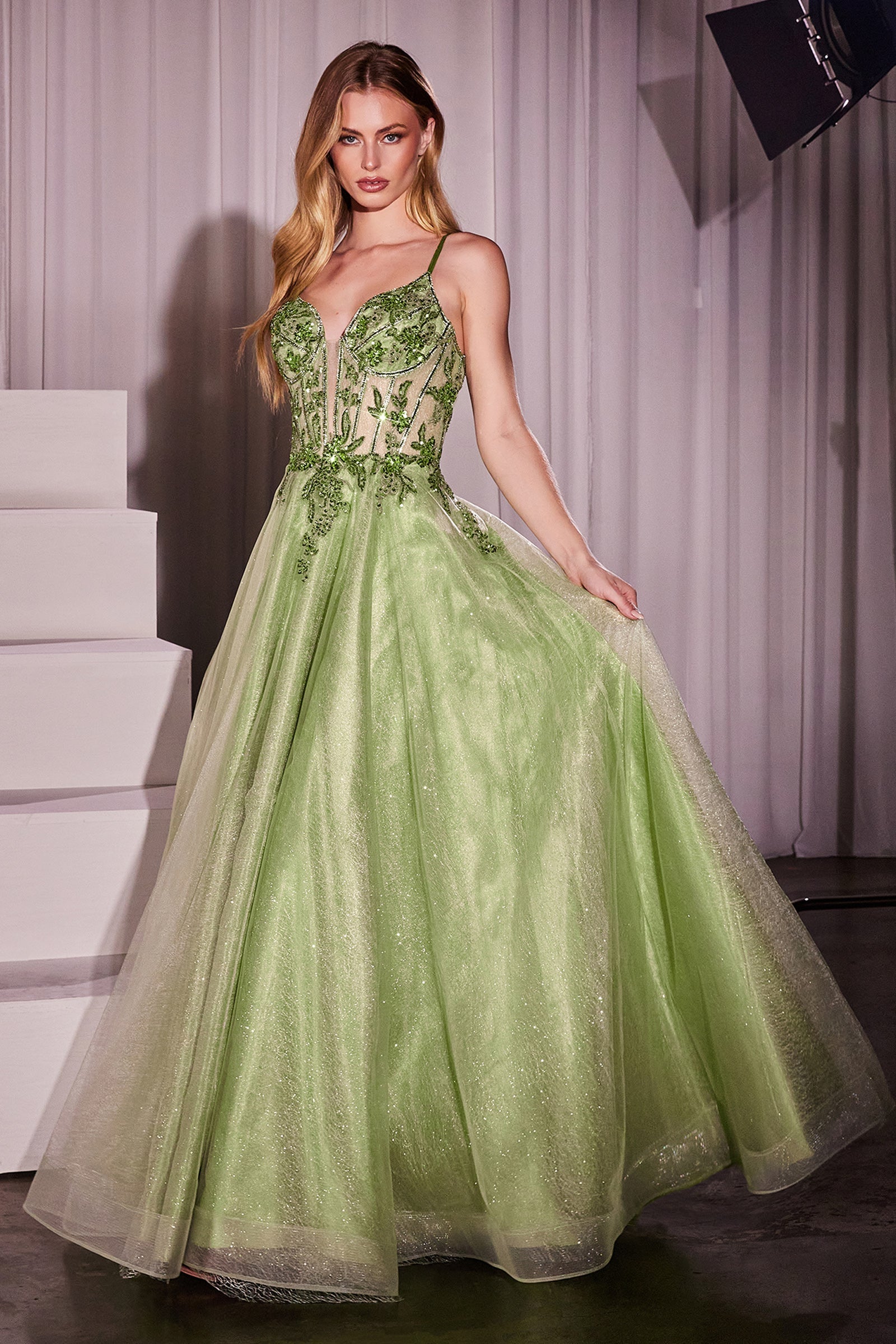 Cinderella Divine Applique Sleeveless Tulle Gown by Ladivine CC0881 - view 7