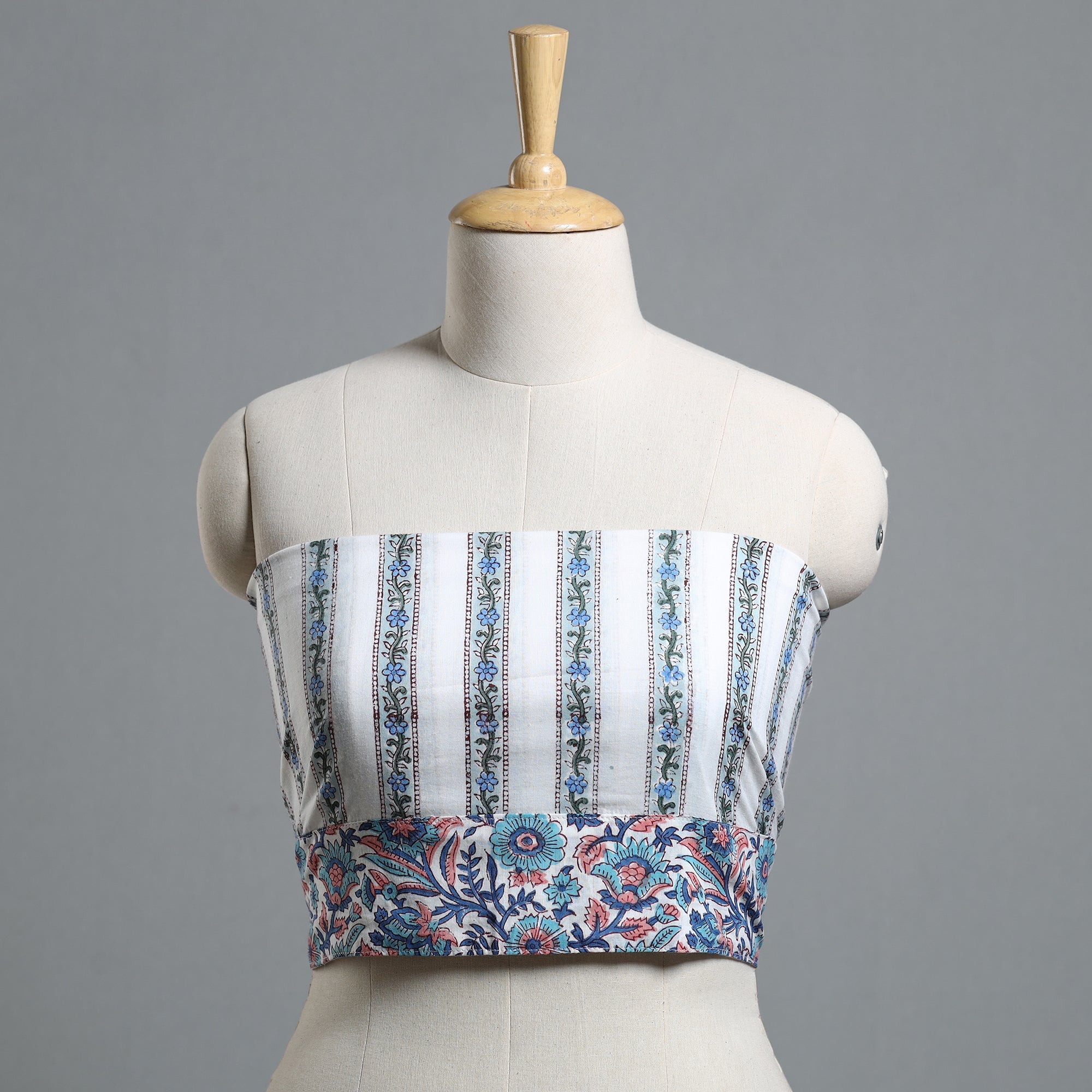 NOORI BAZAR White - Block Printed Cotton Blouse Piece 117