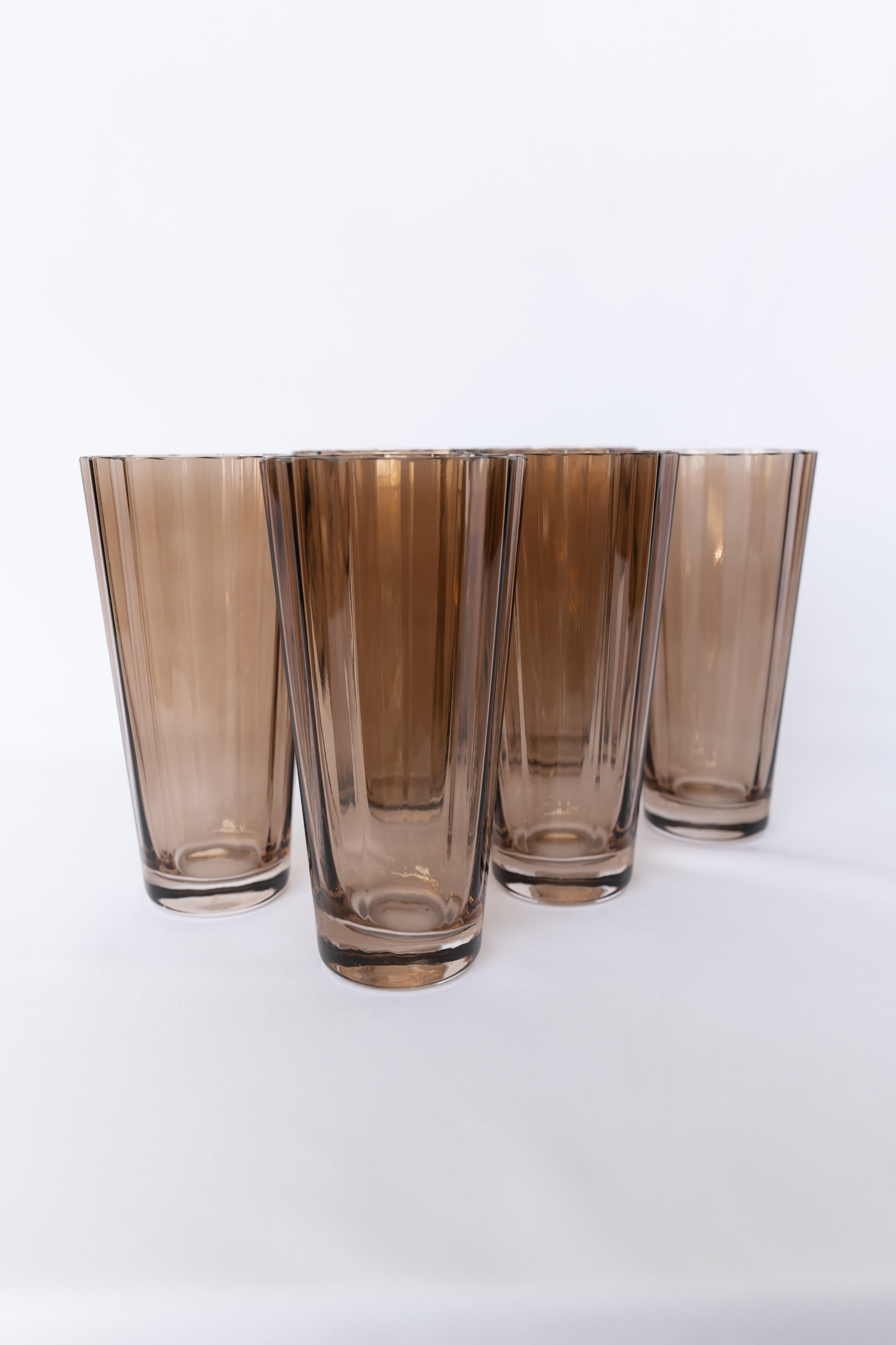 Estelle Colored Glass Estelle Colored Sunday High Balls - Set of 6 {Mocha Mousse (Our Amber Smoke)}