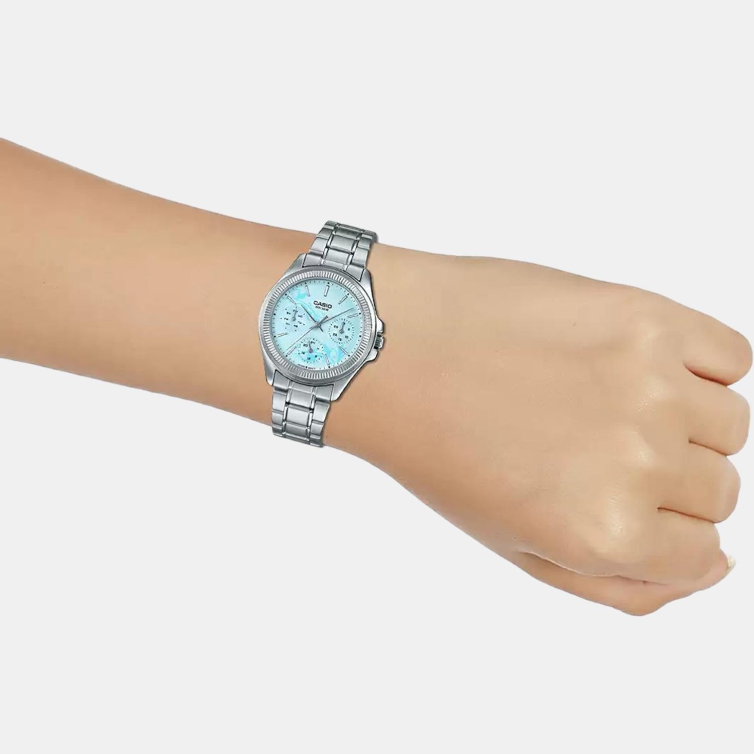 Casio Enticer Women Quartz Blue Dial Chronograph Stainless Steel Watch A1572 - view 6