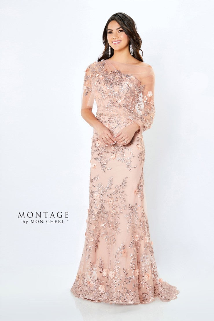 Montage 118961 Long Metallic Lace Evening Mother of the Bride Dress - view 2