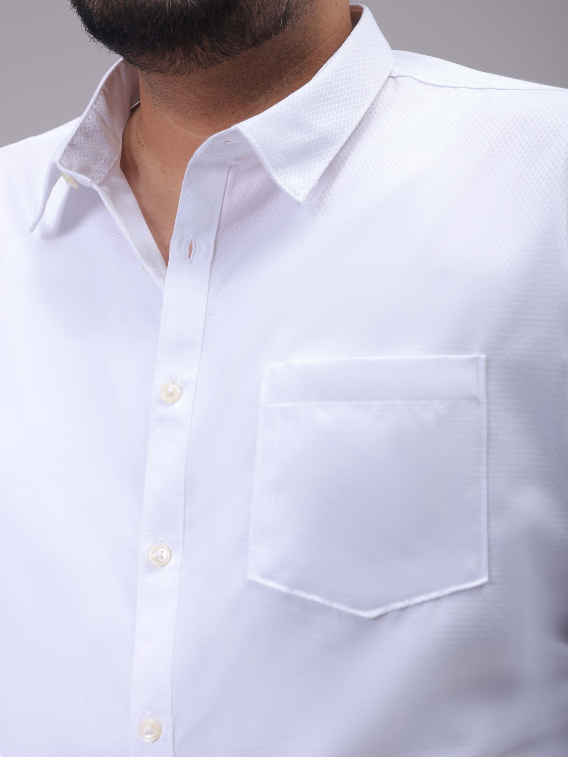 HARDSODA Men's Plus Size White Regular Fit Solid Formal Shirt - view 5