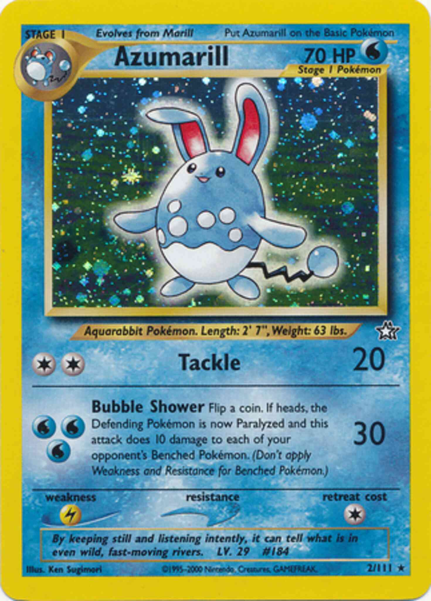 Unlimited neo1u-2 holo – Pokémon Azumarill - 2/111 - Rare - Unlimited [neo1U-2] [Holo]