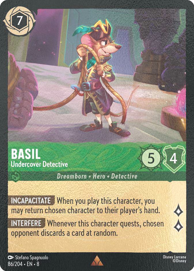 Lorcana Basil - Undercover Detective - 86/204 [Reign of Jafar] [Cold Foil]
