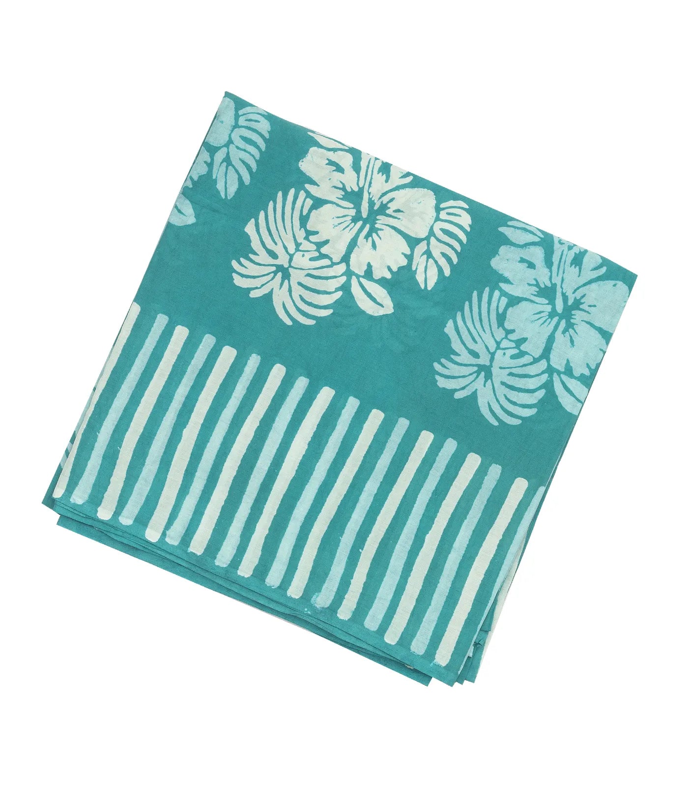 RmKV Cyan Woven Jaipur Cotton Saree Printed With Floral Motifs