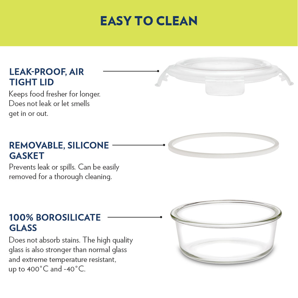 Borosil Klip n Store 240 ML Round Glass Container | Transparent | 1 Pc - view 4