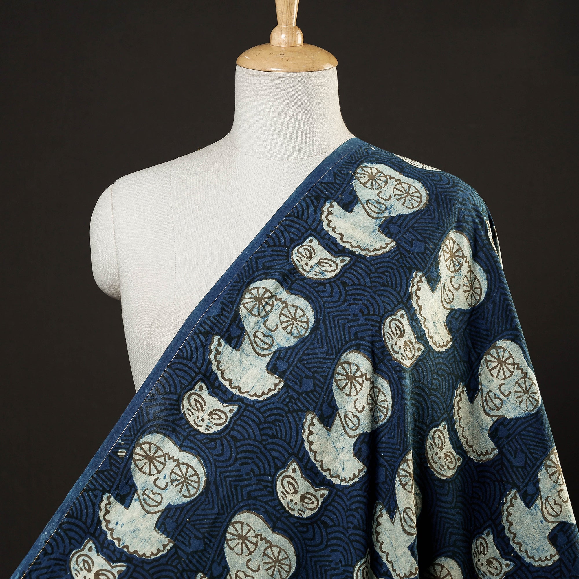 BINDAAS UNLIMITED Blue - Bindaas Block Printed Cotton Natural Dyed Fabric