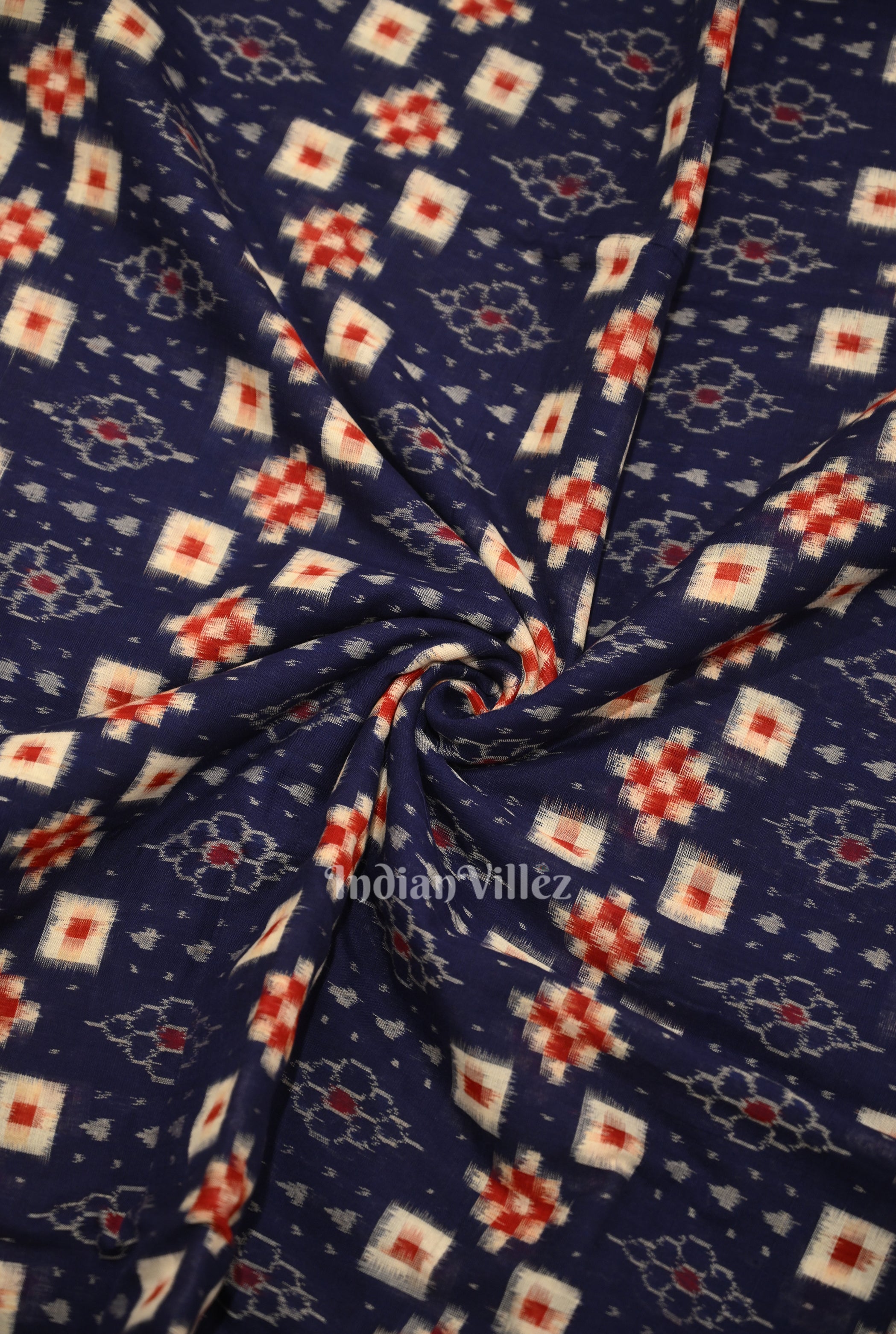 IndianVillèz Blue Pasapali Sambalpuri Ikat Cotton Fabric