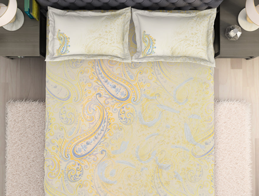 Spaces India Floral Beige 100% Cotton King Size Bedsheet Organic Cotton - By Spaces - view 3