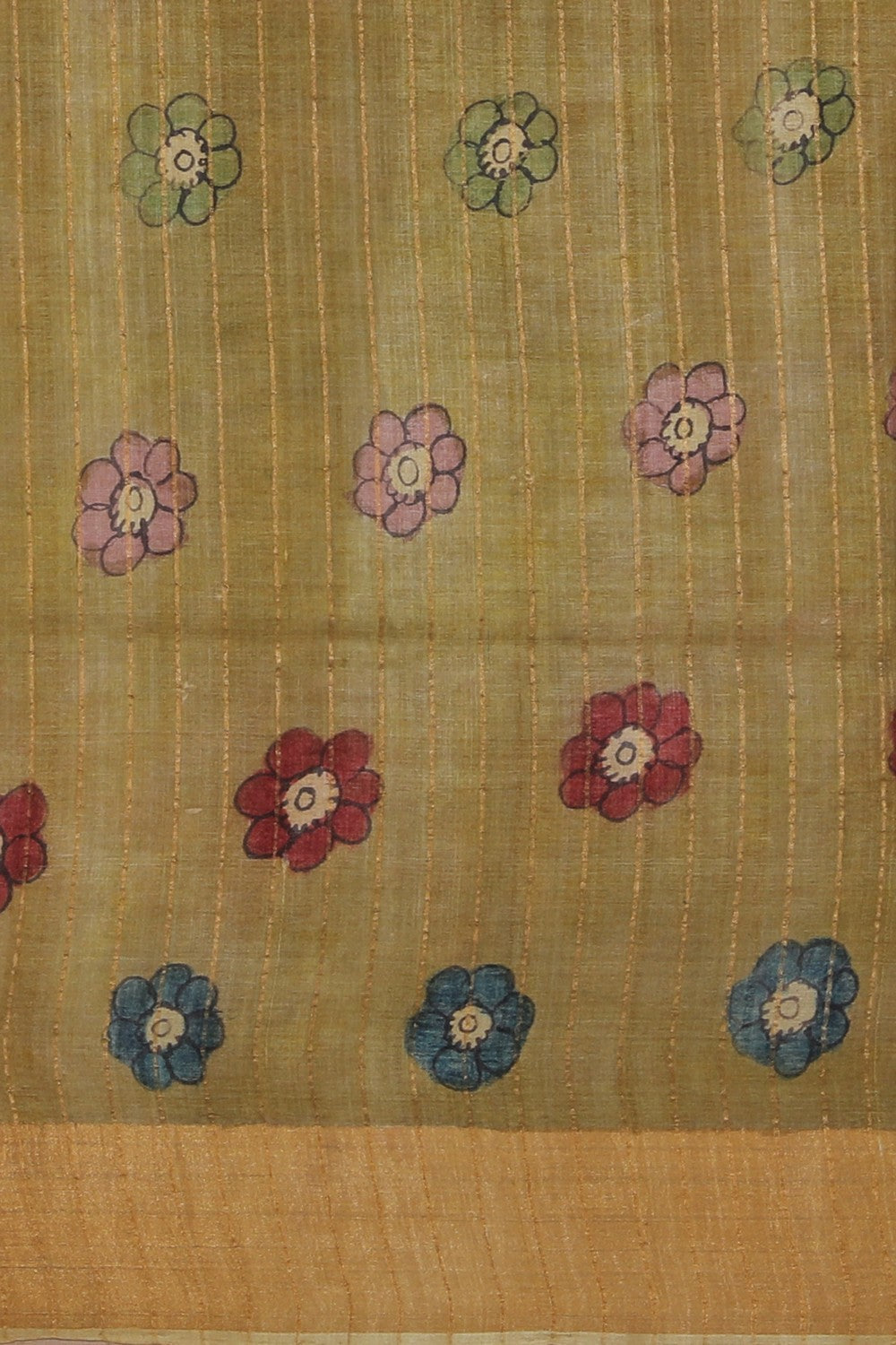 Kalanjali Kalamkari Hand-Painted Tussar Silk Saree - view 3
