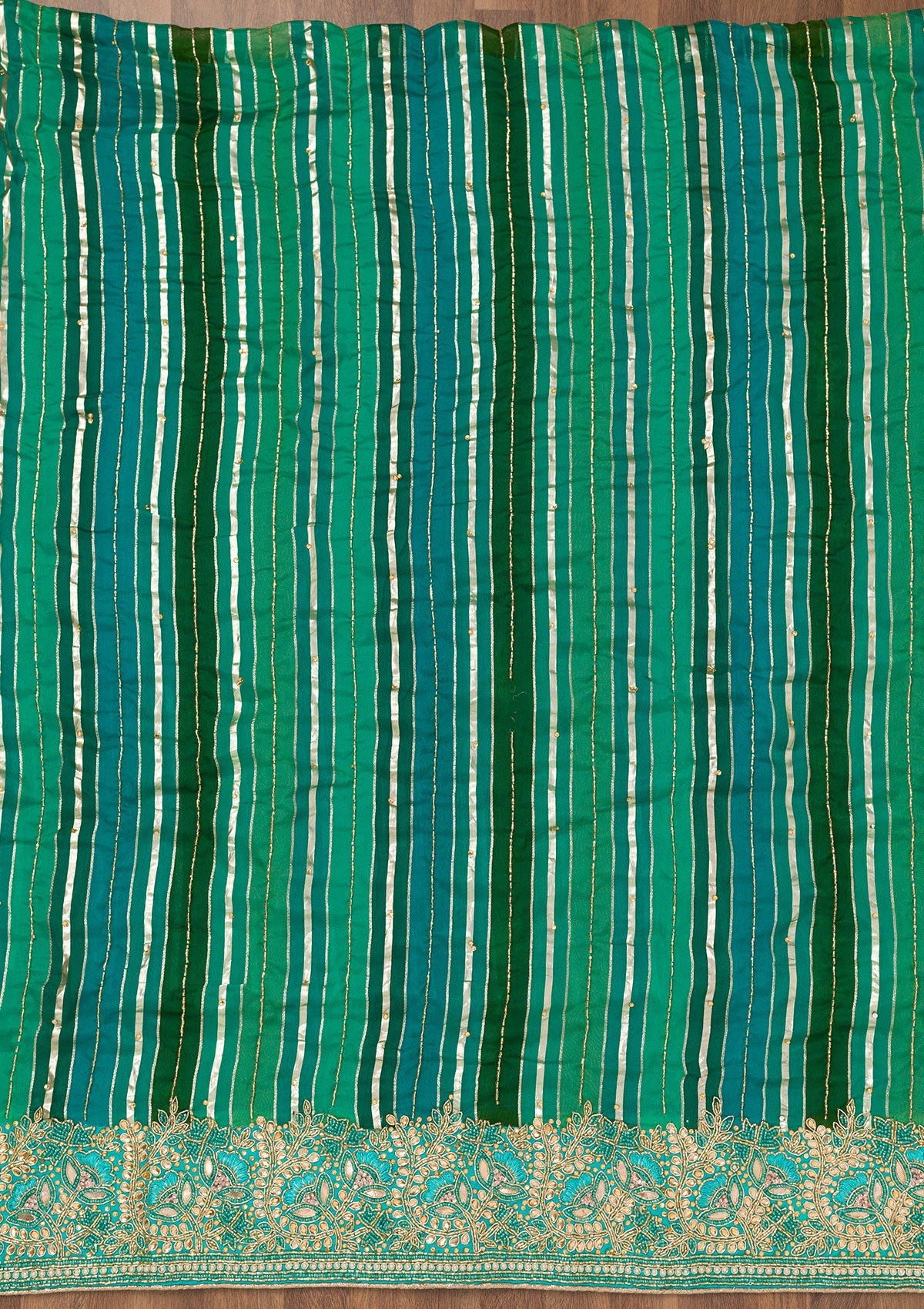 Koskii Green Zariwork Semi Crepe Unstitched Salwar Suit - view 4