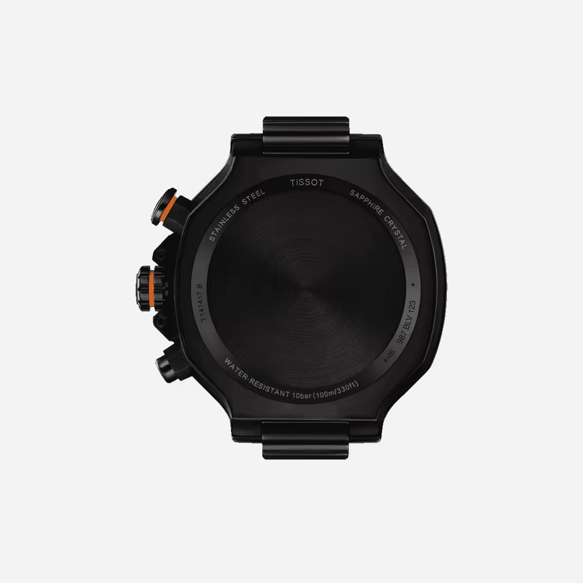 Tissot T-Race Orange Silicone Strap Black Dial 45mm Quartz Chronograph Watch - view 2