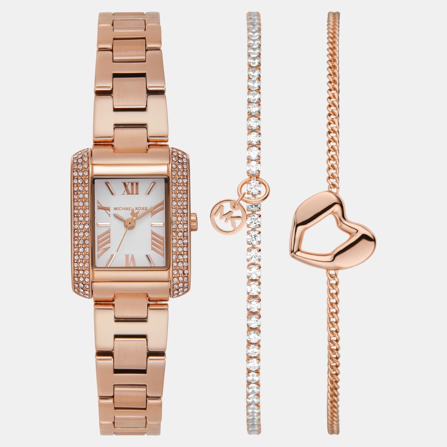 Michael Kors Emery Women Quartz White Dial Analog Stainless Steel Watch MK7512SET