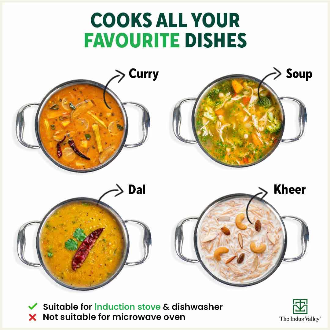 The Indus Valley TurboCuk Tri-ply Stainless Steel Casserole/ Cooking Pot/ Sauce Pot+ Steel Lid, Premium Quality, 3 Layer Thick Body, 100% Toxin-free, - view 12