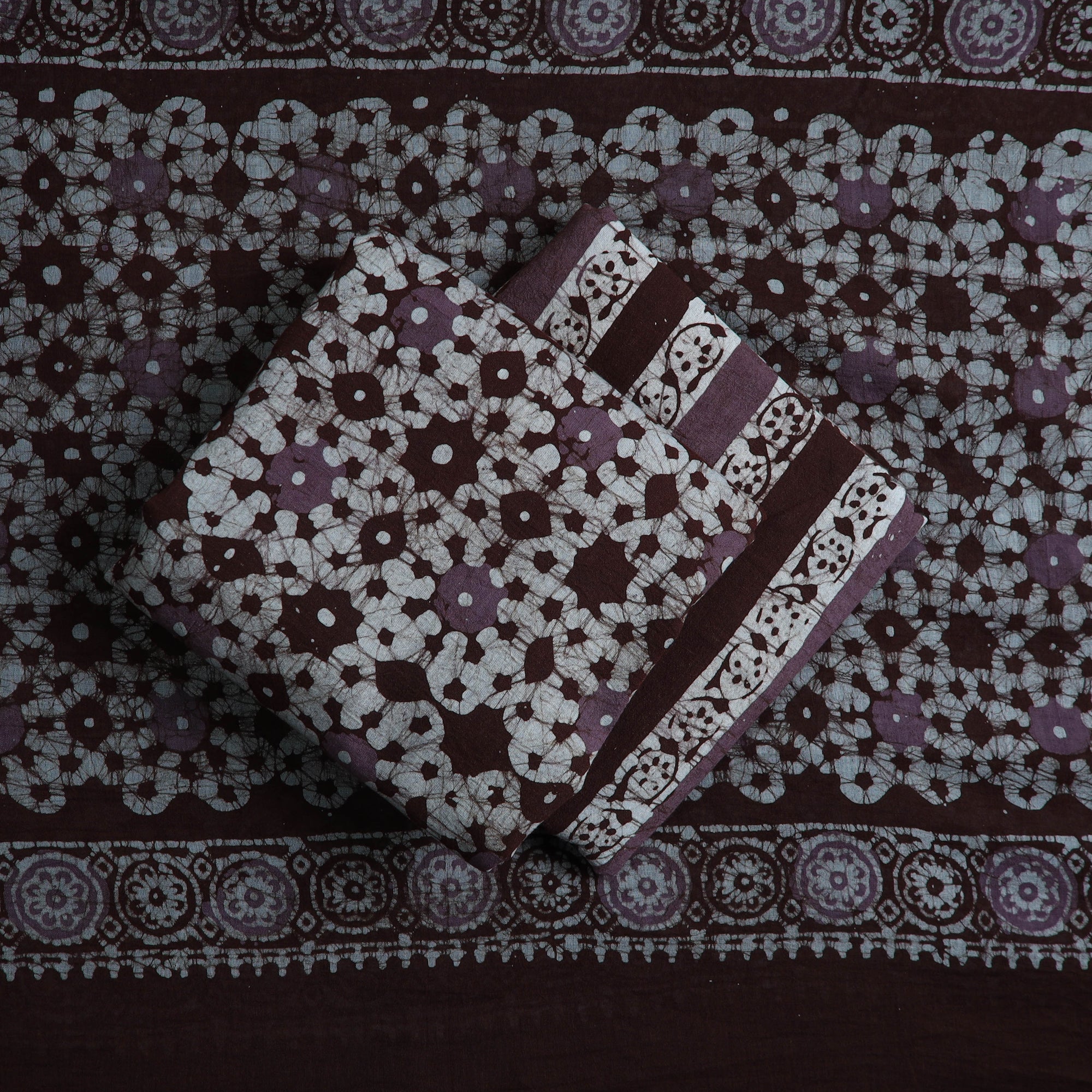 KACHCHH JI CHHAAP Brown - Kutch Print Cotton 3pc Batik Dress Material 31 - view 2