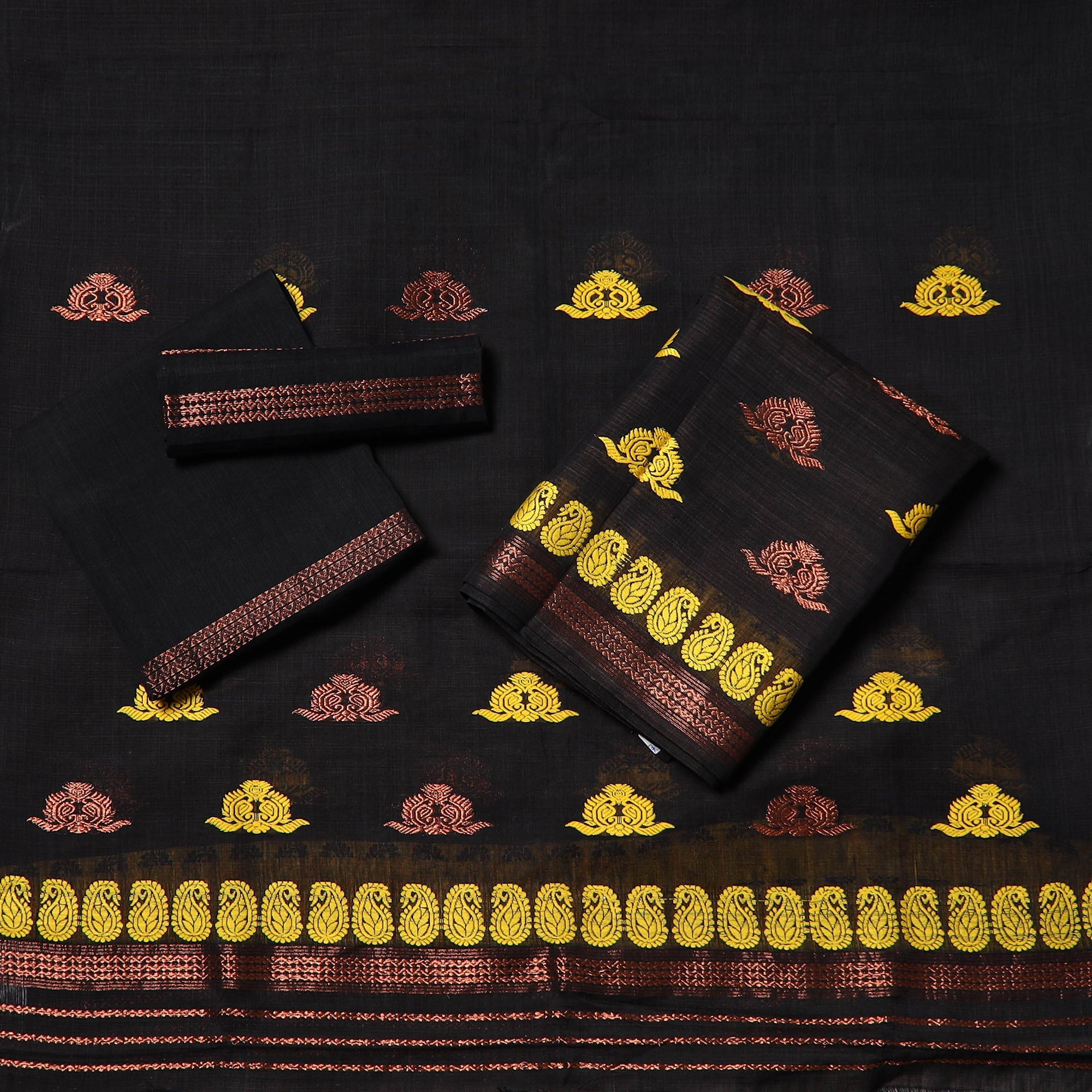 WEAVE INDIA BY SHEIKH MOIDUN NILUFAR Black - Assam Handloom Tussar Mekhela Chador with Blouse Piece 14 - view 5