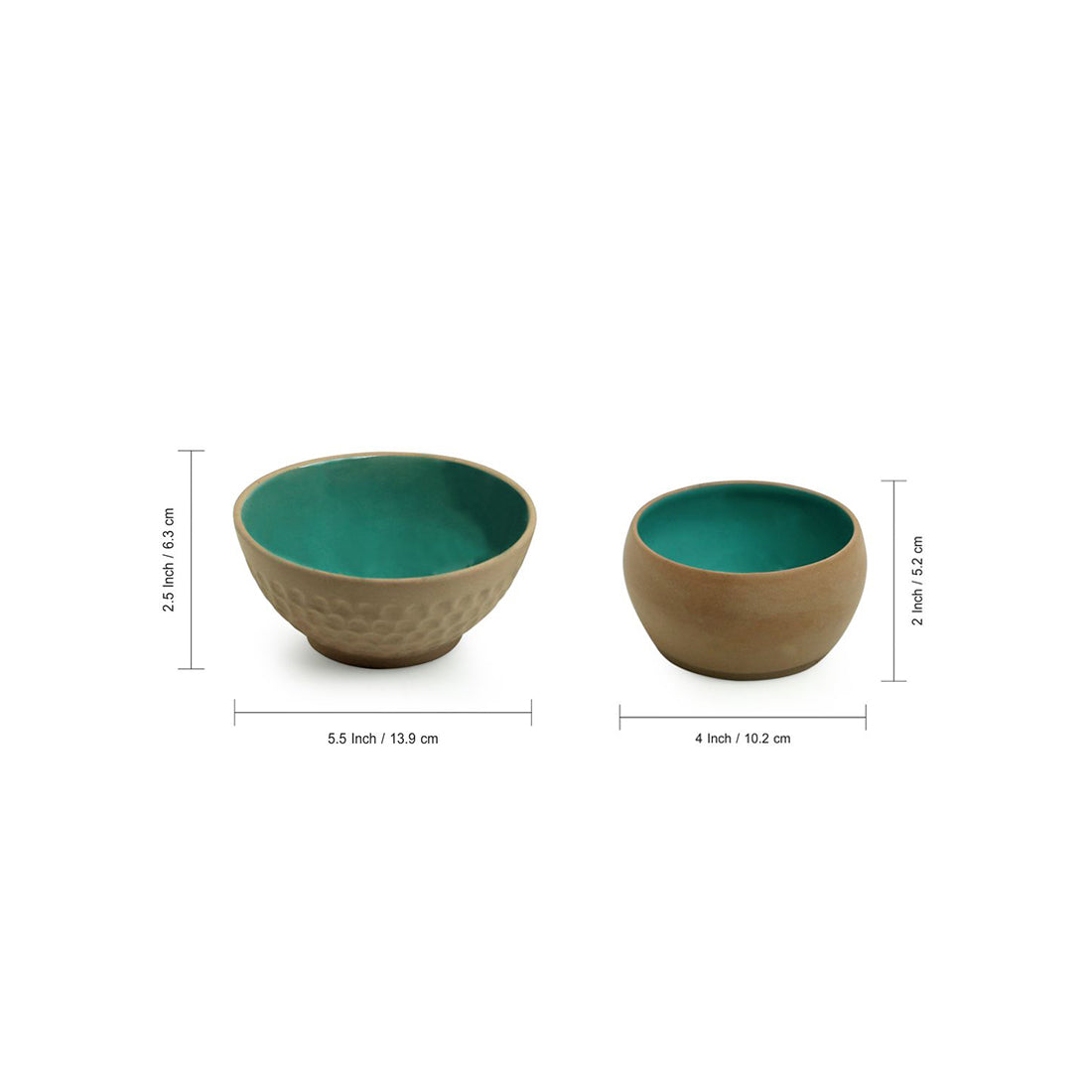 EXCLUSIVELANE 'Earthen Turquoise' Hand Glazed Dinner Plates With Serving Bowls & Katoris In Ceramic (10 Pieces, Serving for 4, Microwave Safe) - view 9