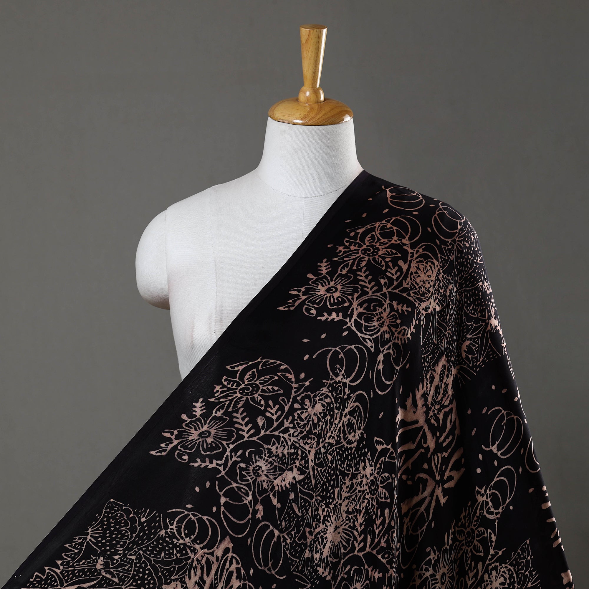 RIYAZ ABDULMAJID KHATRI - AJRAKH Black - Modal Silk Ajrakh Print Fabric 03
