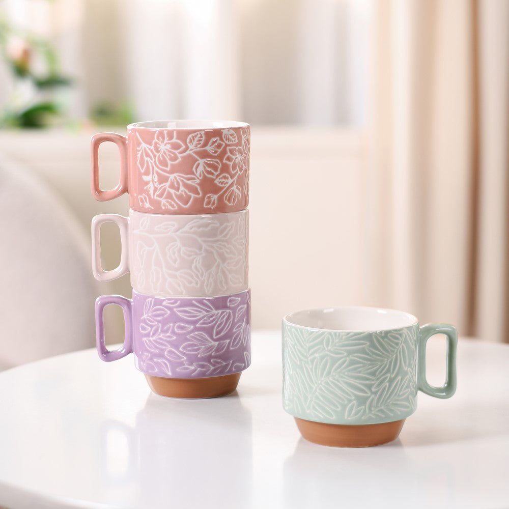 Nestasia Ceramic Gaia Stackable Coffee Cup Set Of 4 250ml