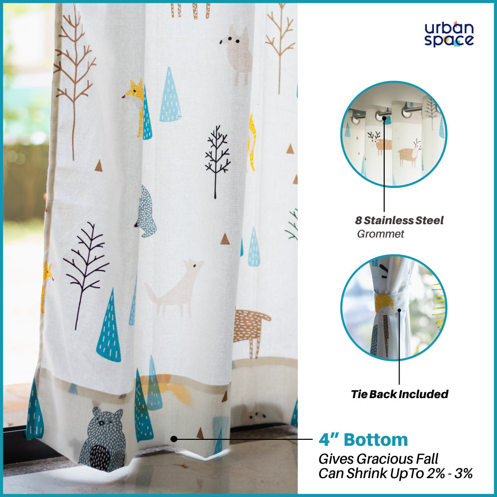 Urban Space -Home Furnishing Store Children Room Curtains, 100% Cotton Room Darkening, Pack of 2 Curtains - Reindeer - view 3