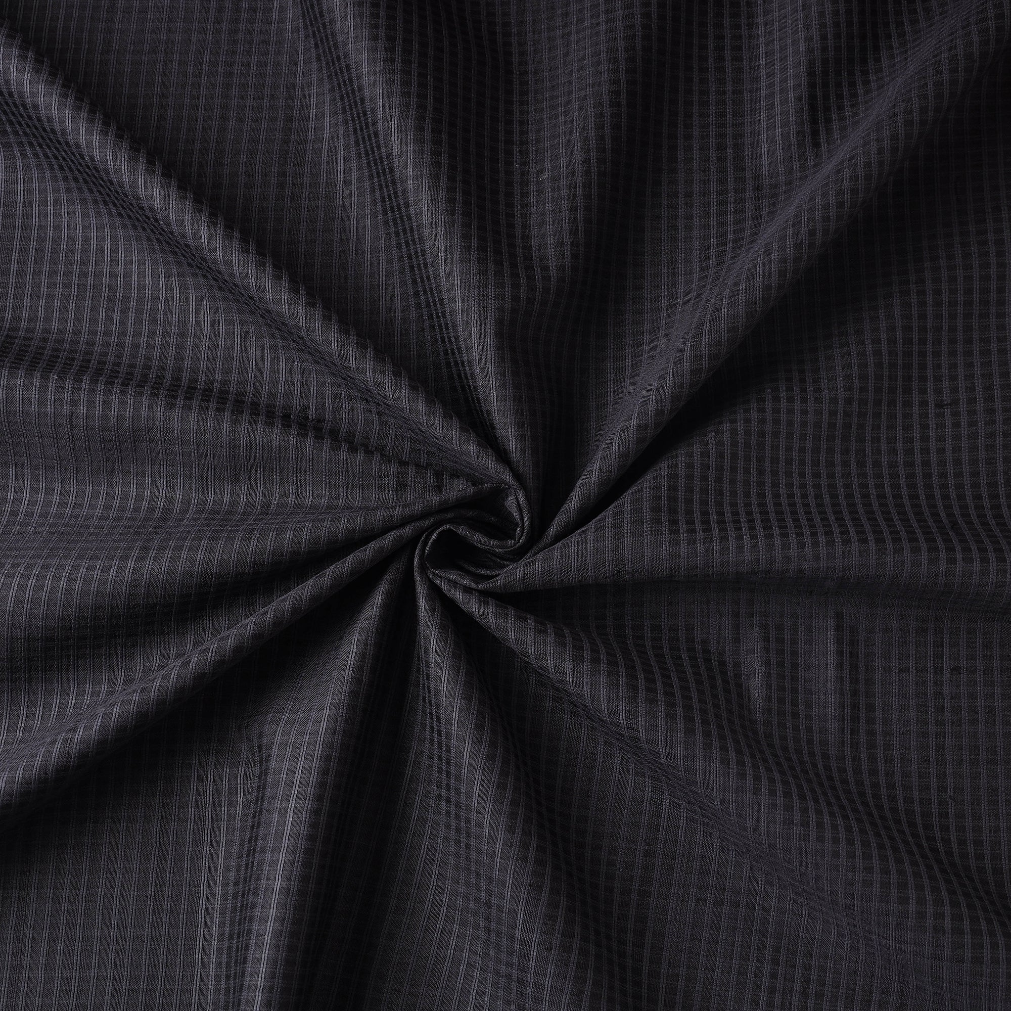 ITOKRI CRAFTS INITIATIVE Black - Vidarbha Tussar Silk Checks Handloom Fabric - view 2