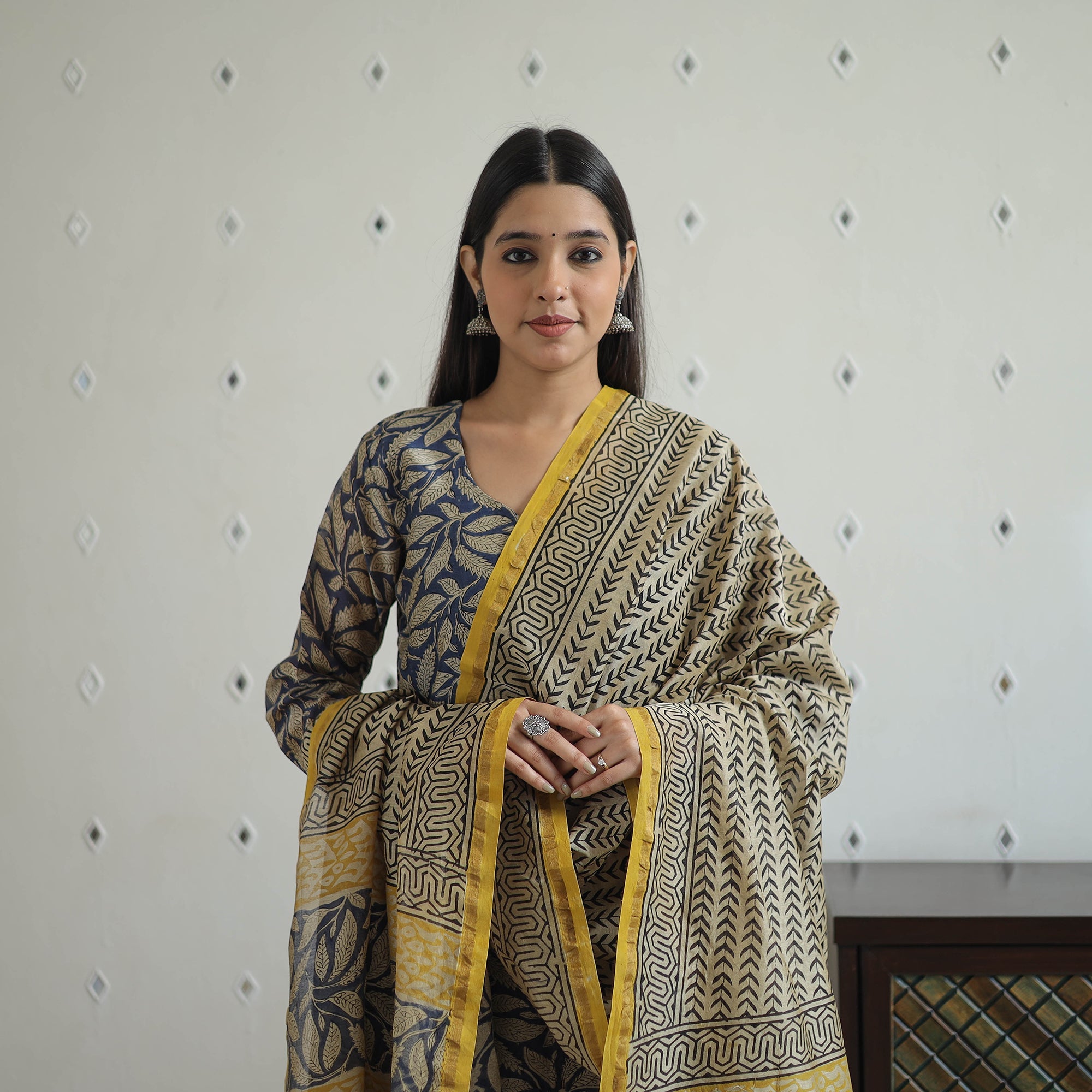 ITOKRI CASUALS Blue - Hand Block Bagru Print Chanderi Silk Kurta Set 08
