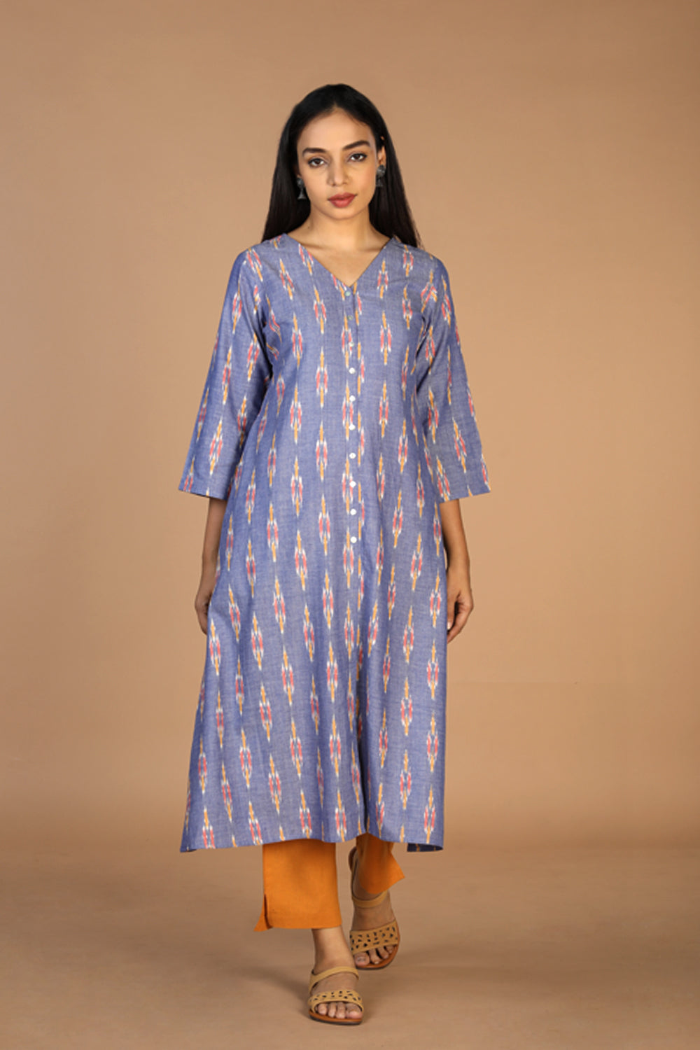 Kalanjali Ethnics Cotton Ikat kurti – Women's, COBALT BLUE
