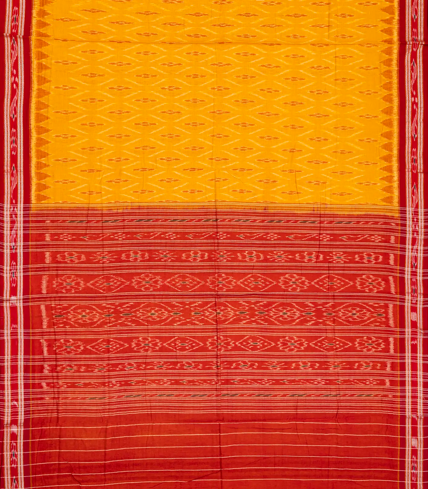 RmKV Yellow Orissa Cotton Saree With Tie & Dye Floral Motifs - view 2