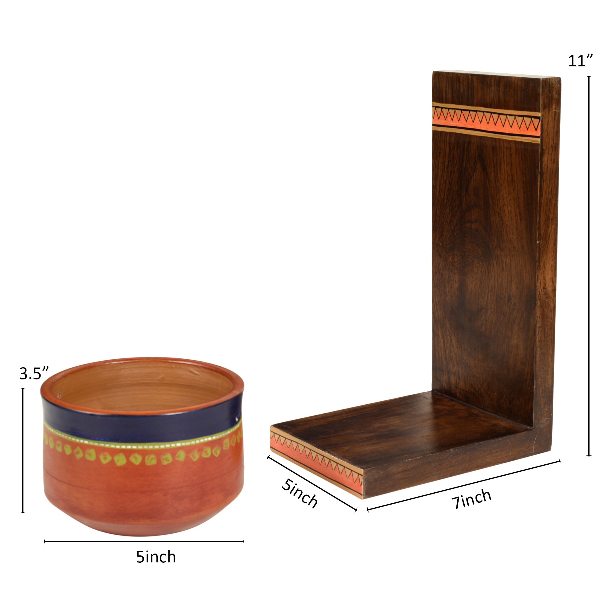 ART CREATIONS BY SUMAN SONTHALIA Asmi Earthen Planter with Wall Decor Shelf (5x7x11) - view 5