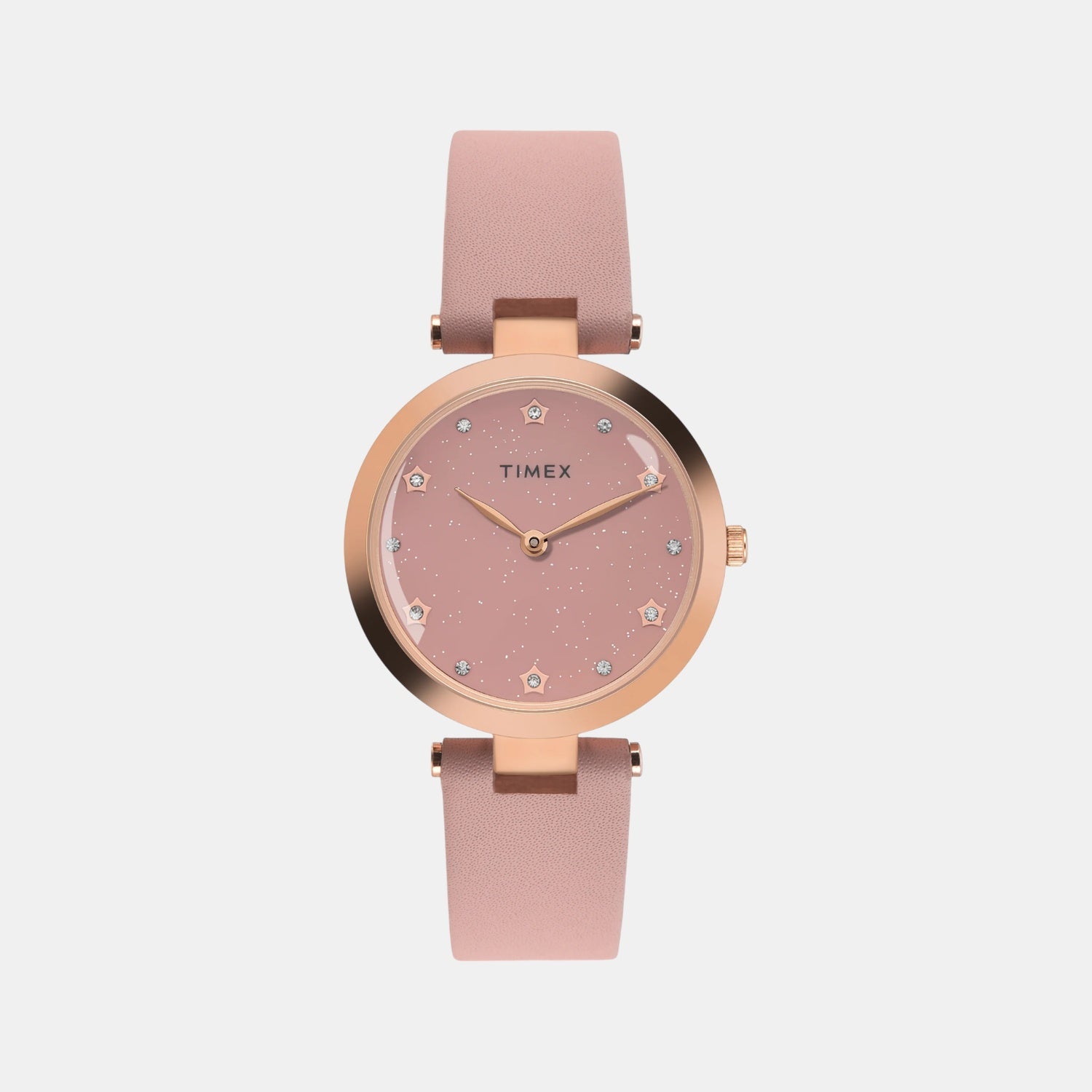 Timex Fashion Women Quartz Pink Dial Analog Leather Watch TWEL19204