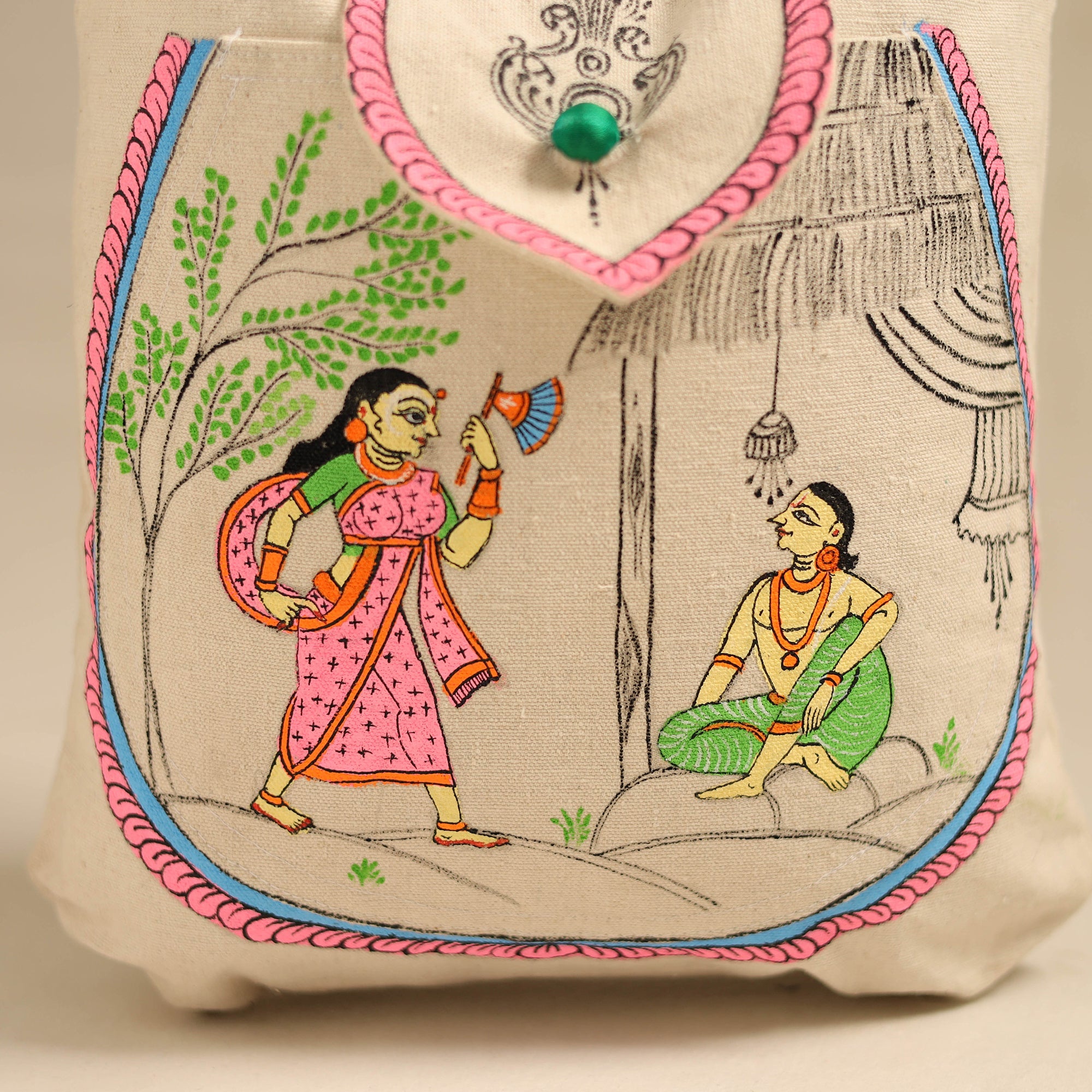 ITOKRI CRAFTS INITIATIVE Beige - Pattachitra Handpainted Shoulder Bag from Odisha 28 - view 3