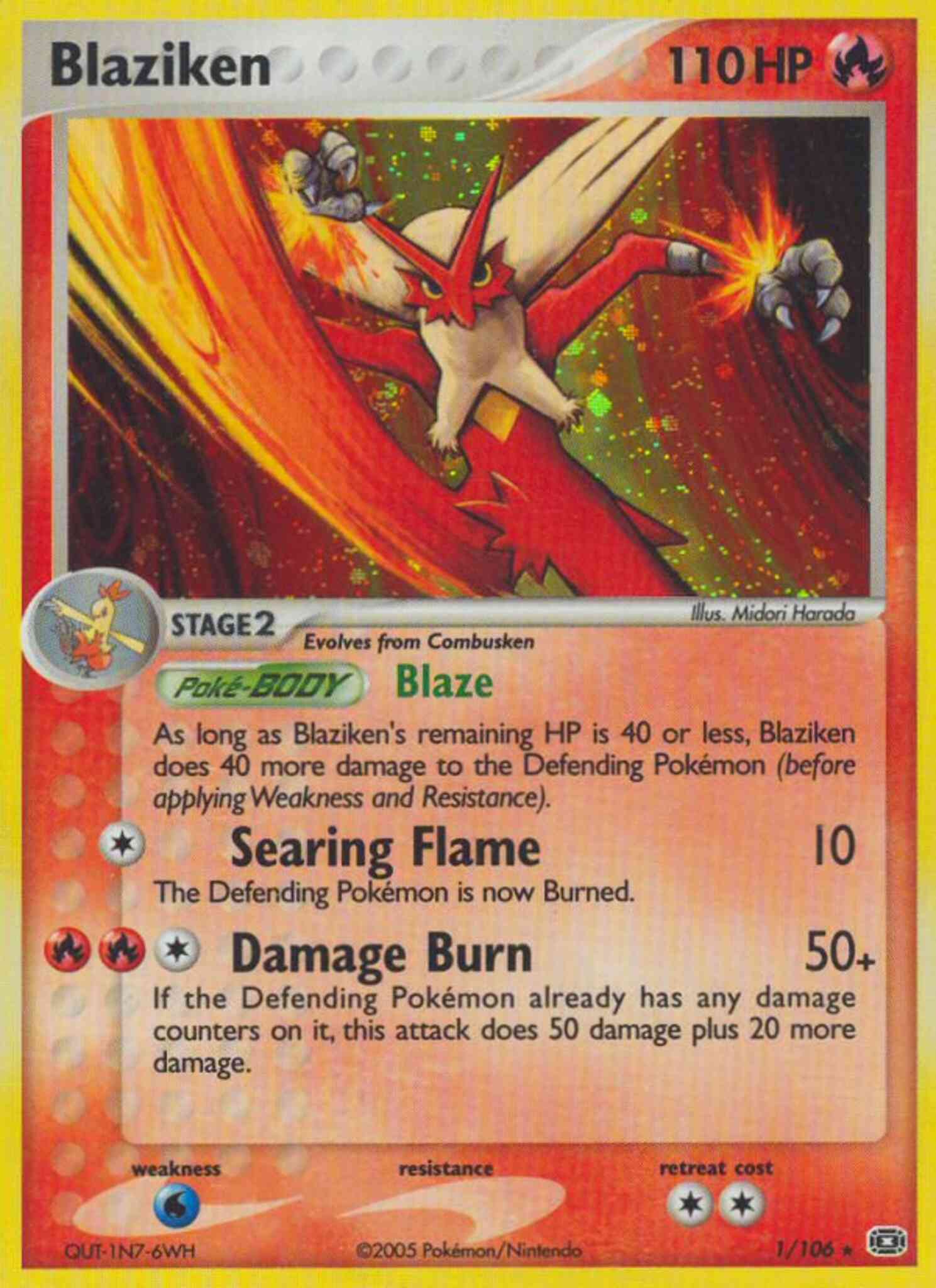 Rare holo ex9-1 – Pokémon Blaziken - 1/106 - Rare Holo [ex9-1] [Reverse Holo]