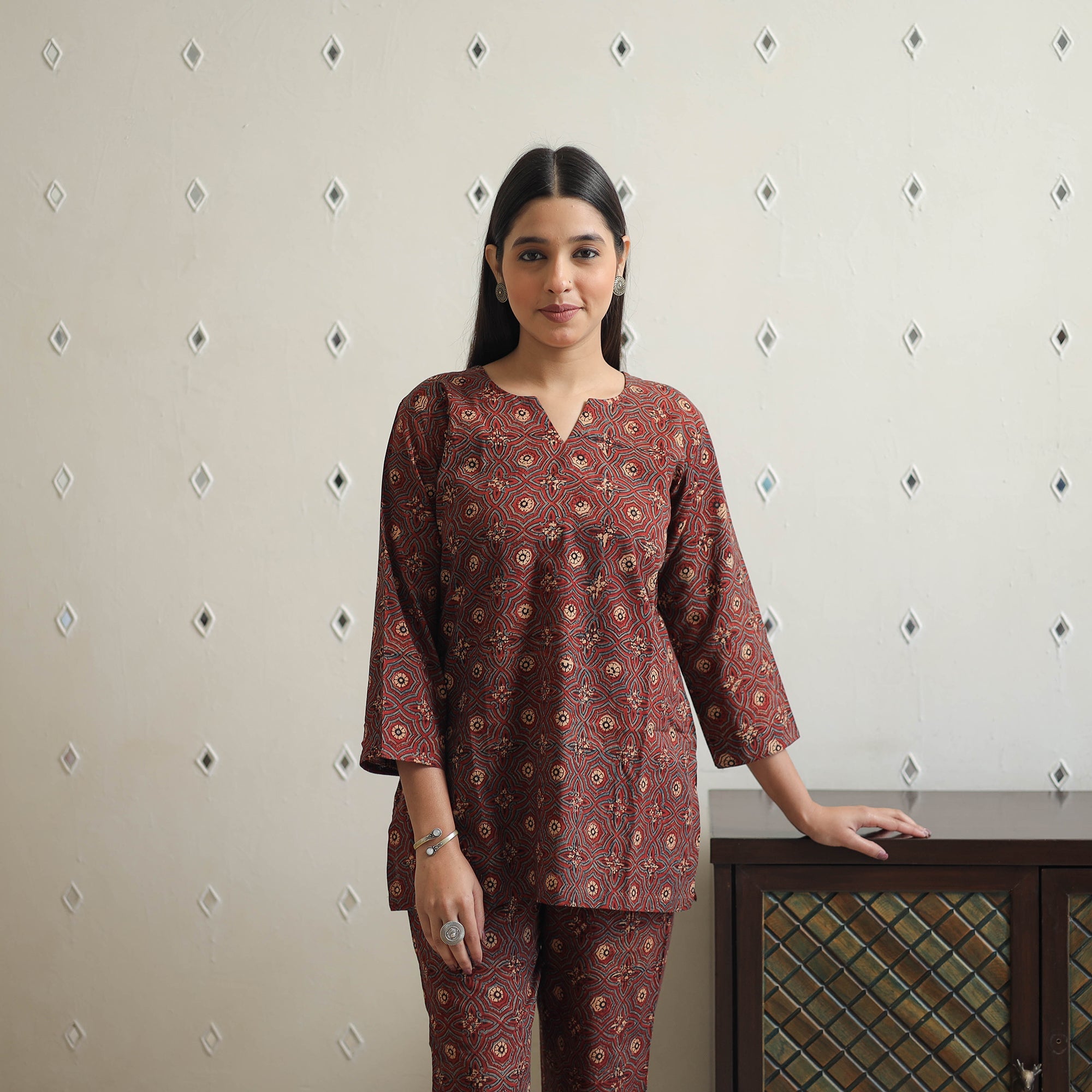 ITOKRI CASUALS Brown - Block Printed Cotton Ajrakh Co-ord Set 10
