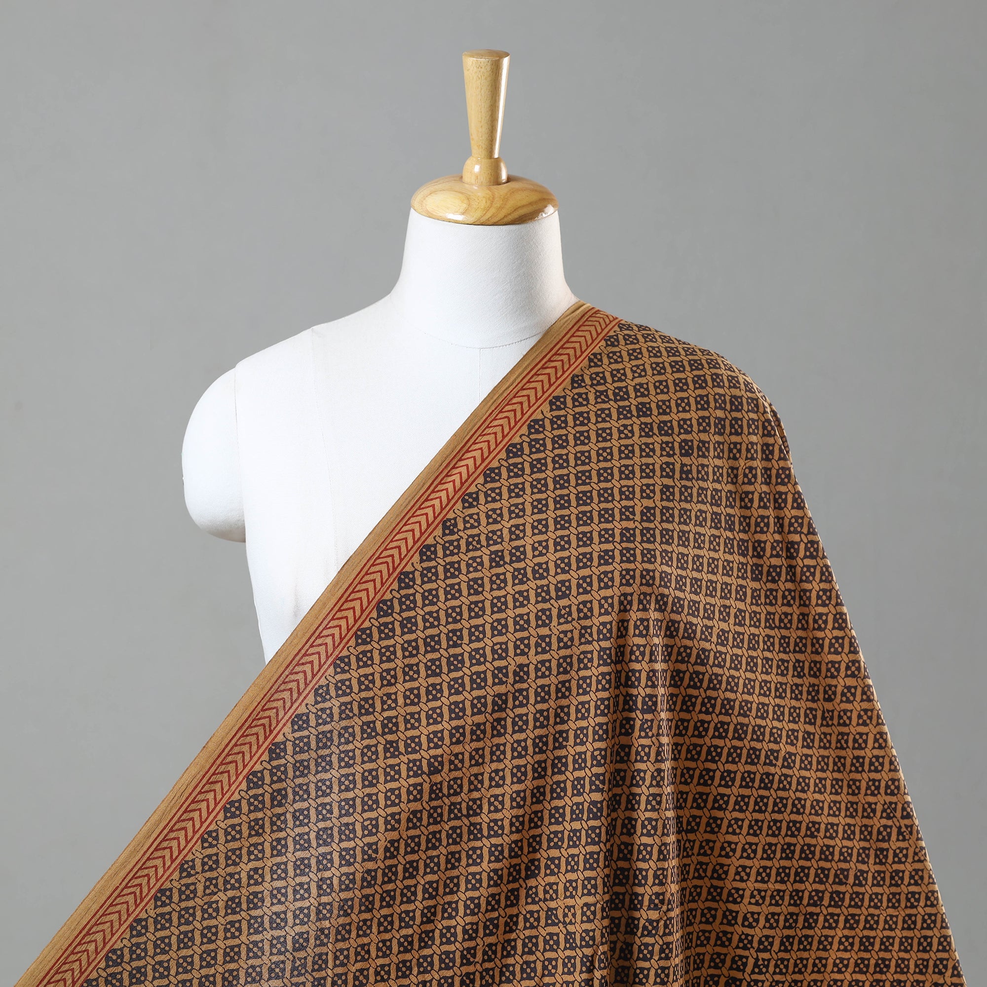 BAGH PRINTS BY UMAR FARUK KHATRI Brown - Hand Block Cotton Bagh Print Fabric 02