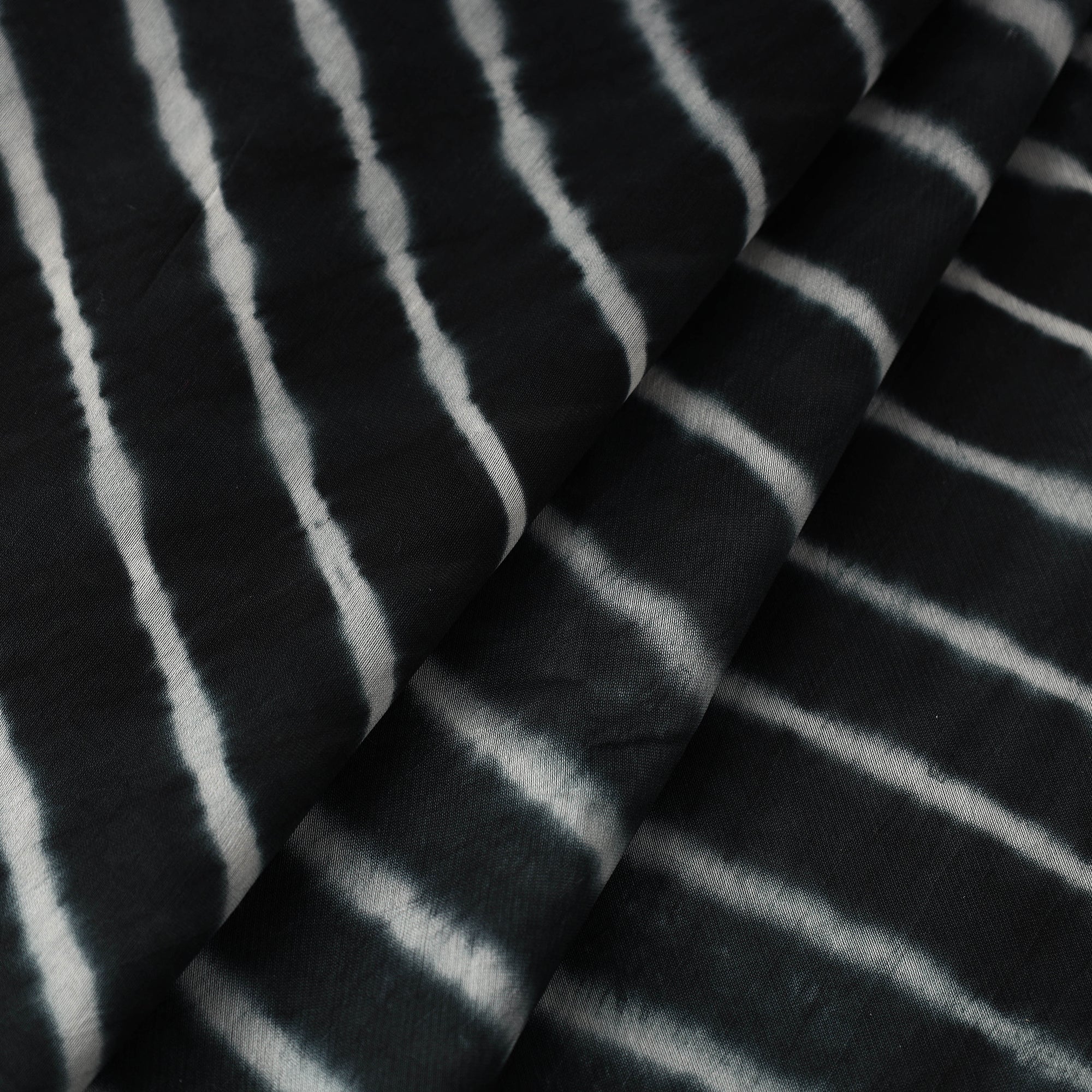 LEHARIYA BY BADSHAH MIYAN Black - Leheriya Tie-Dye Chanderi Silk Fabric 04 - view 2