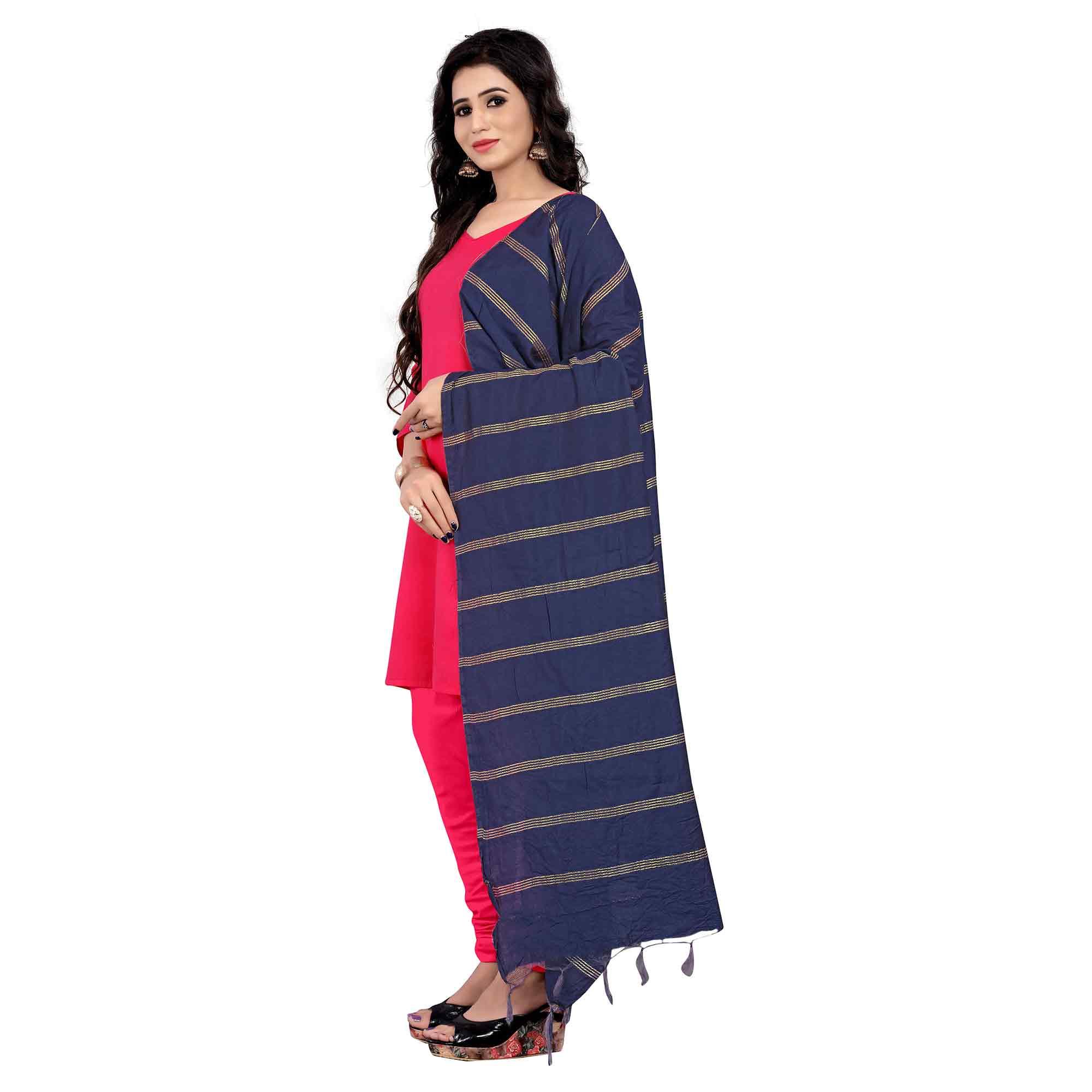 Peachmode Seller Marvellous Navy Blue Colored Festive Wear Cotton Dupatta - view 2