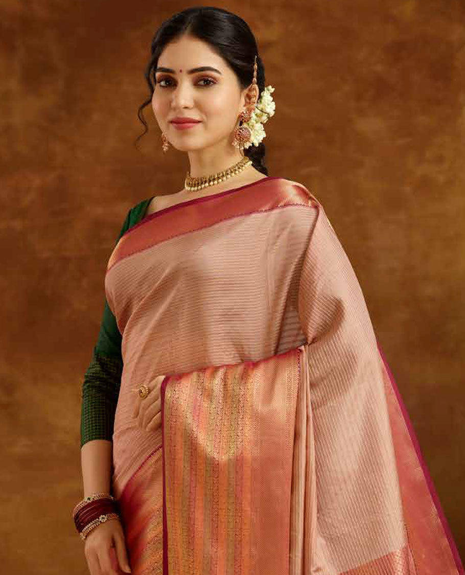 Vasundhara Lite-SilkÂ Mix Pink zari design Vasundhara elite silk saree, contrast traditional zari design border & intricate pallu - view 2