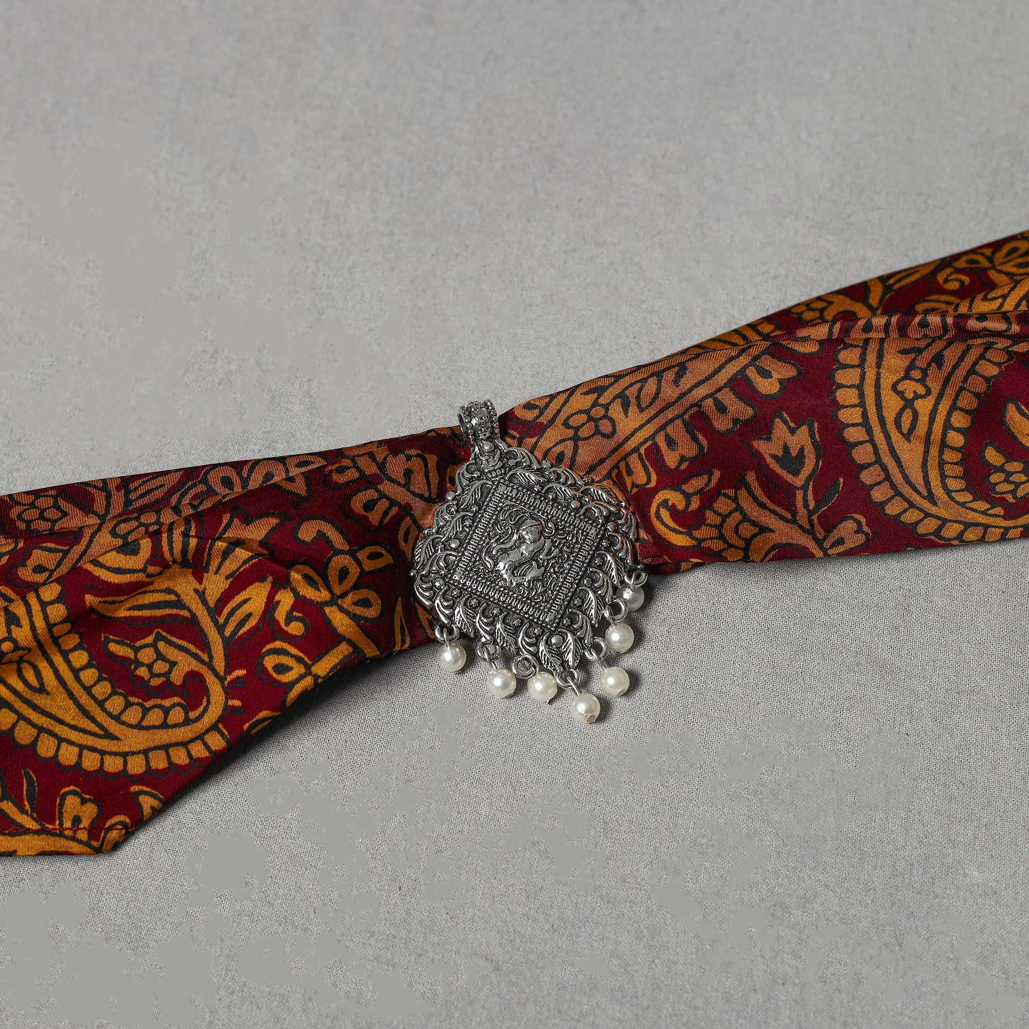 HAVELI CHRONICLES Block Printed Modal Silk Pendant Necklace Scarf 33 - view 2