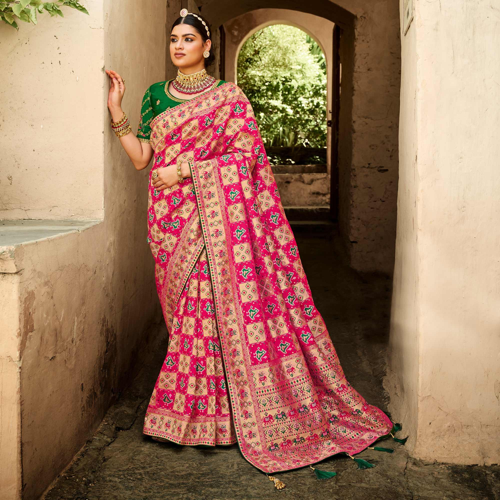 Peachmode Multicolor Festive Wear Woven Silk Saree