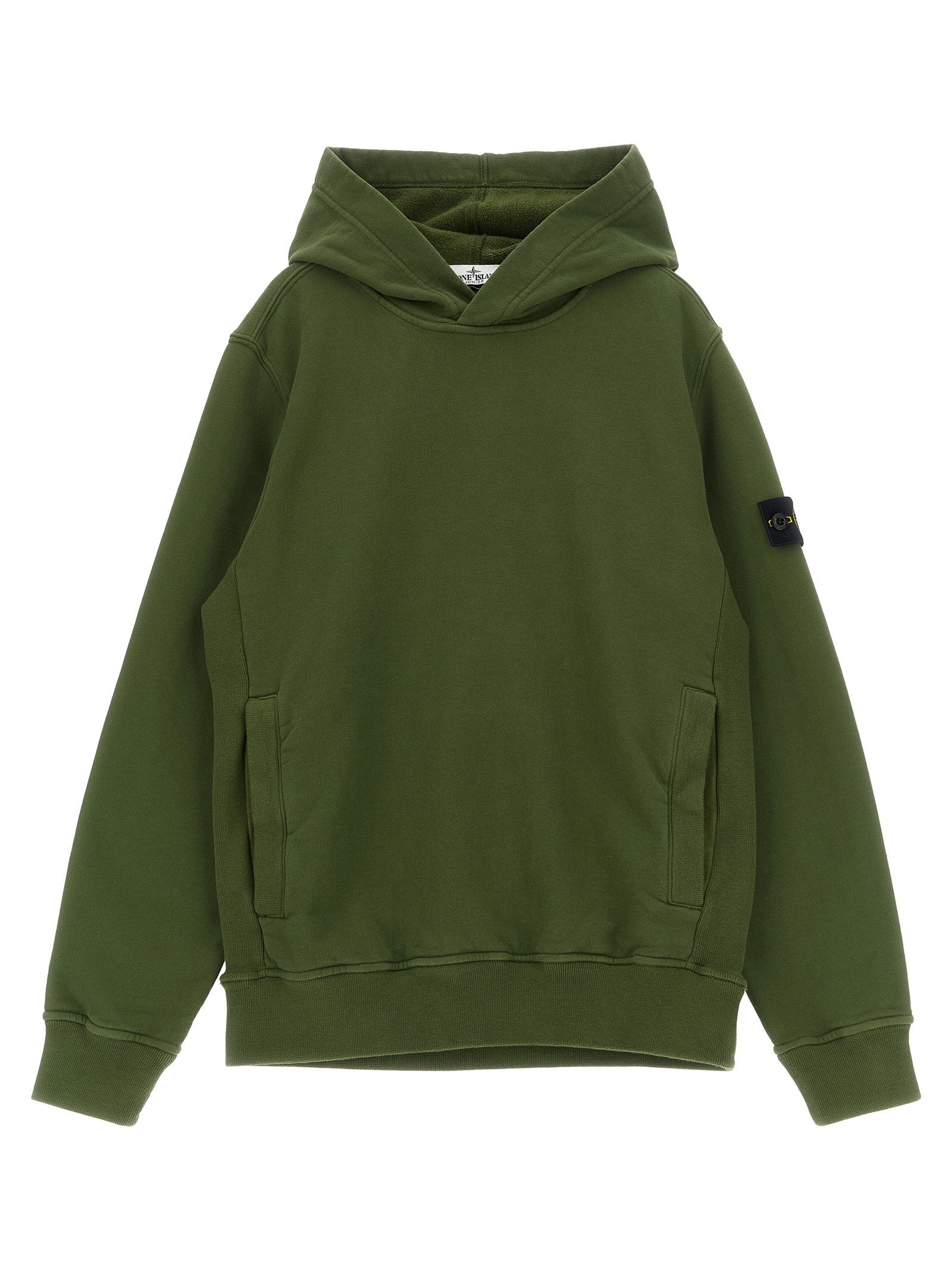 Stone Island Junior Badge Logo Hoodie – 100% cotton